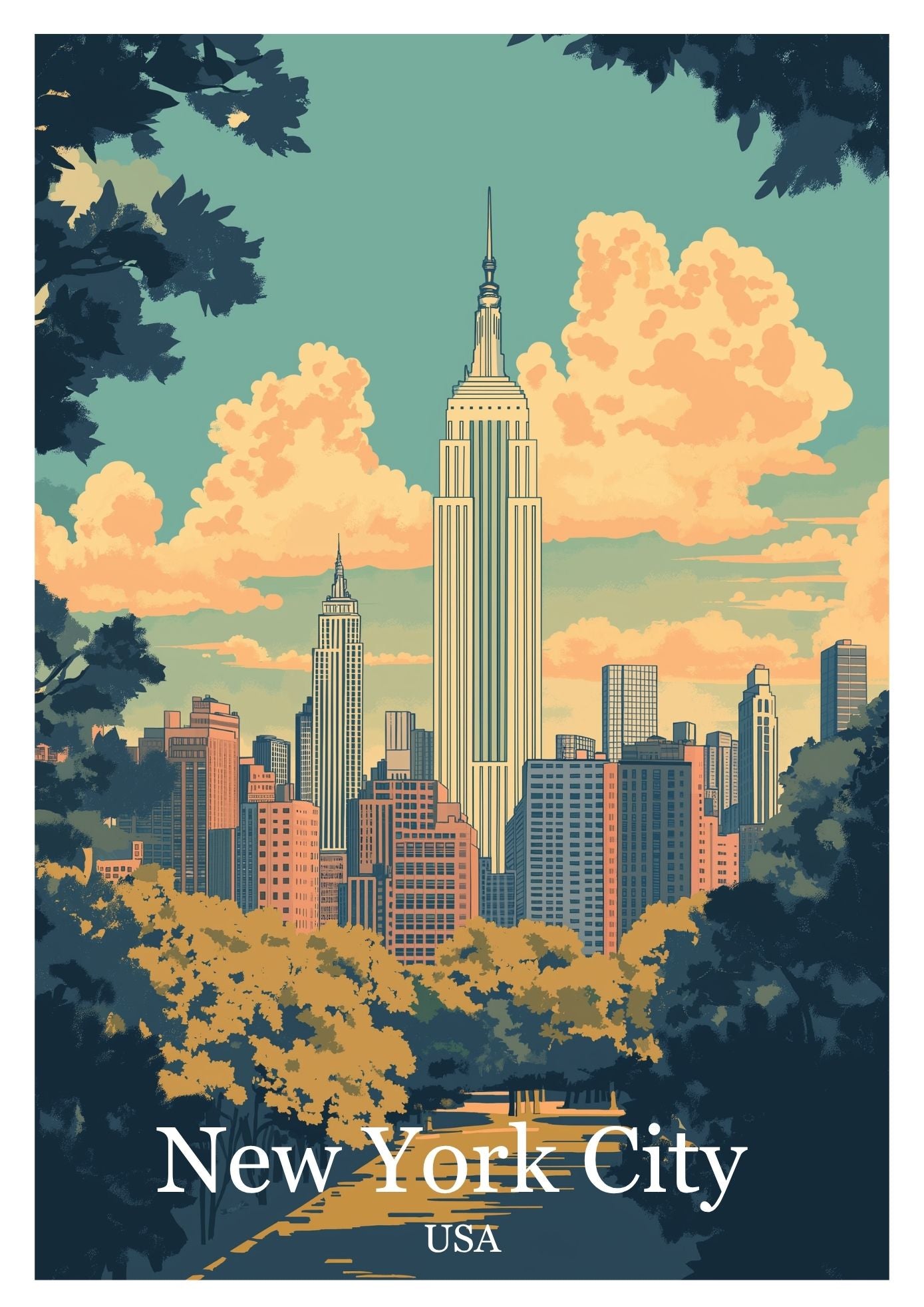 New York City framed vintage travel poster – Atlas Prints