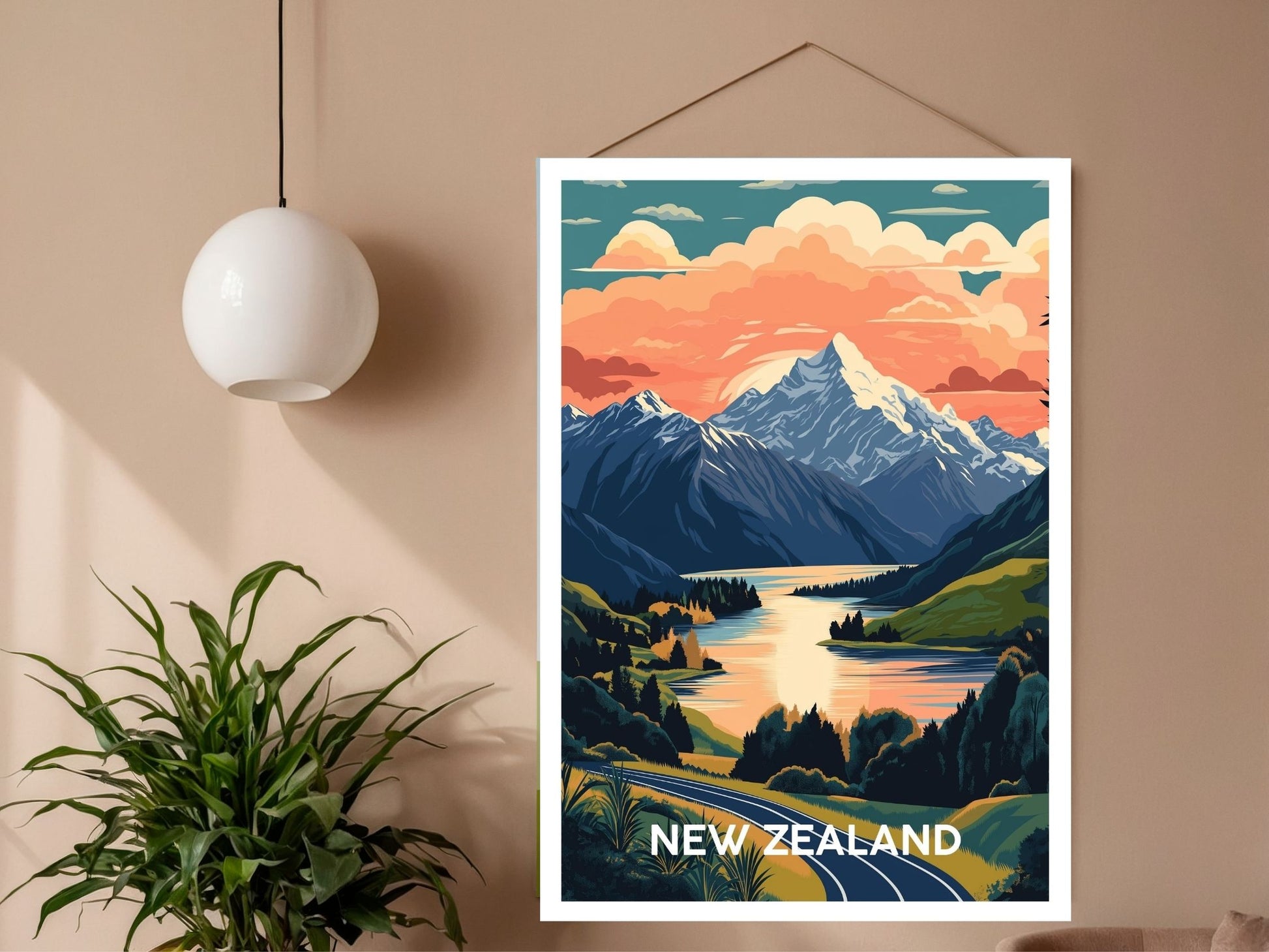 Close-up of New Zealand travel poster matte texture – Atlas Prints