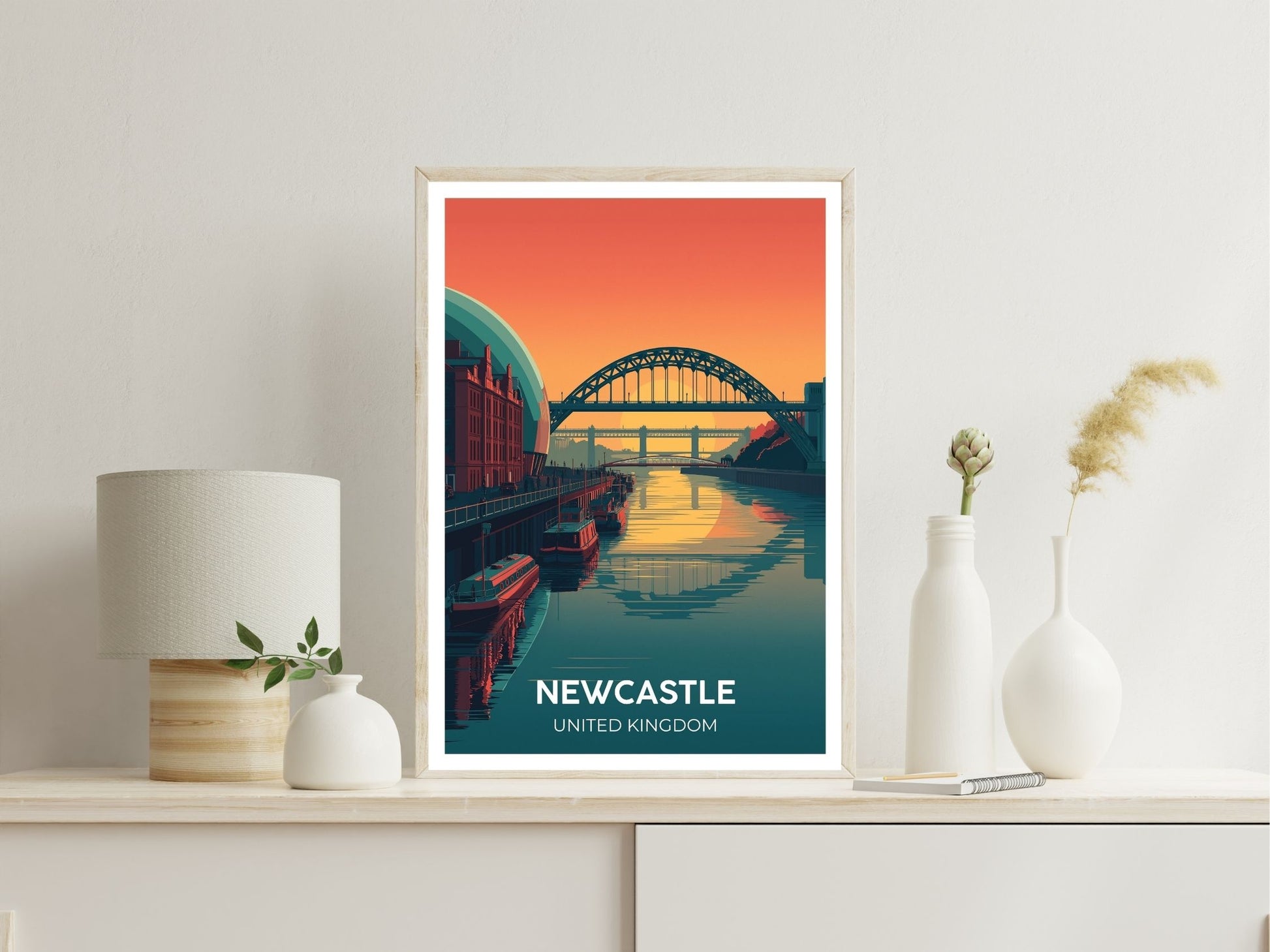Newcastle United Kingdom wall art print displayed in bedroom – Atlas Prints