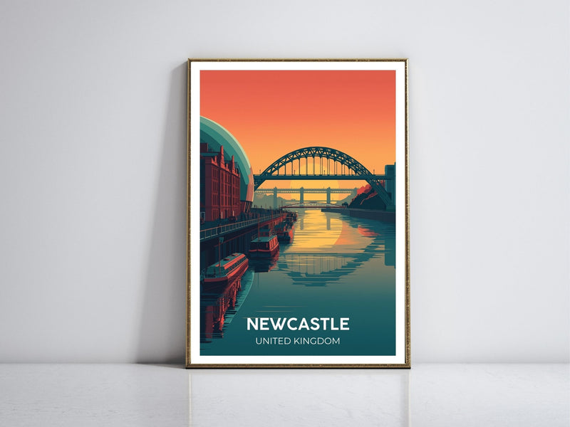 Newcastle United Kingdom framed vintage travel poster – Atlas Prints