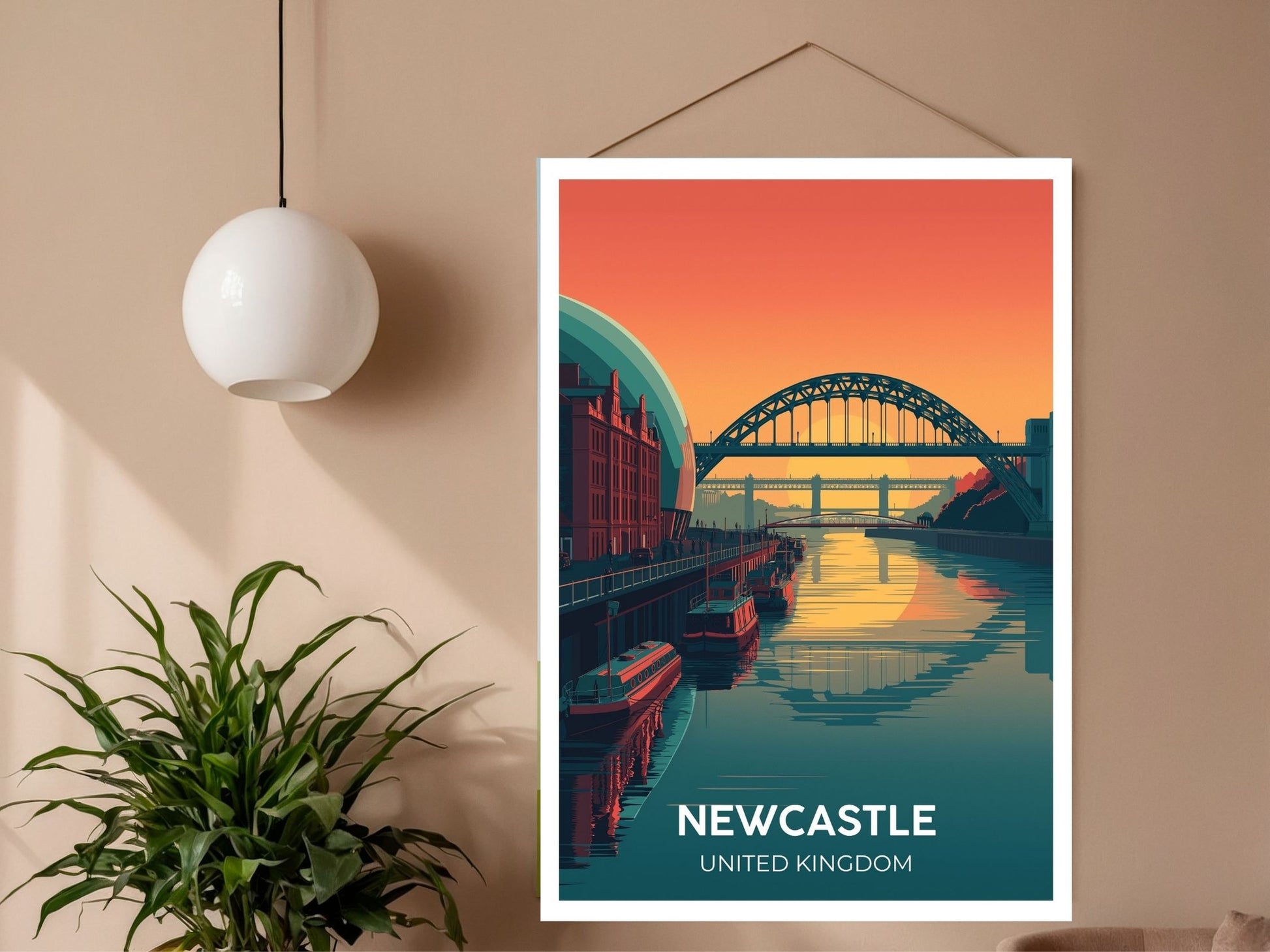 Close-up of Newcastle United Kingdom travel poster matte texture – Atlas Prints