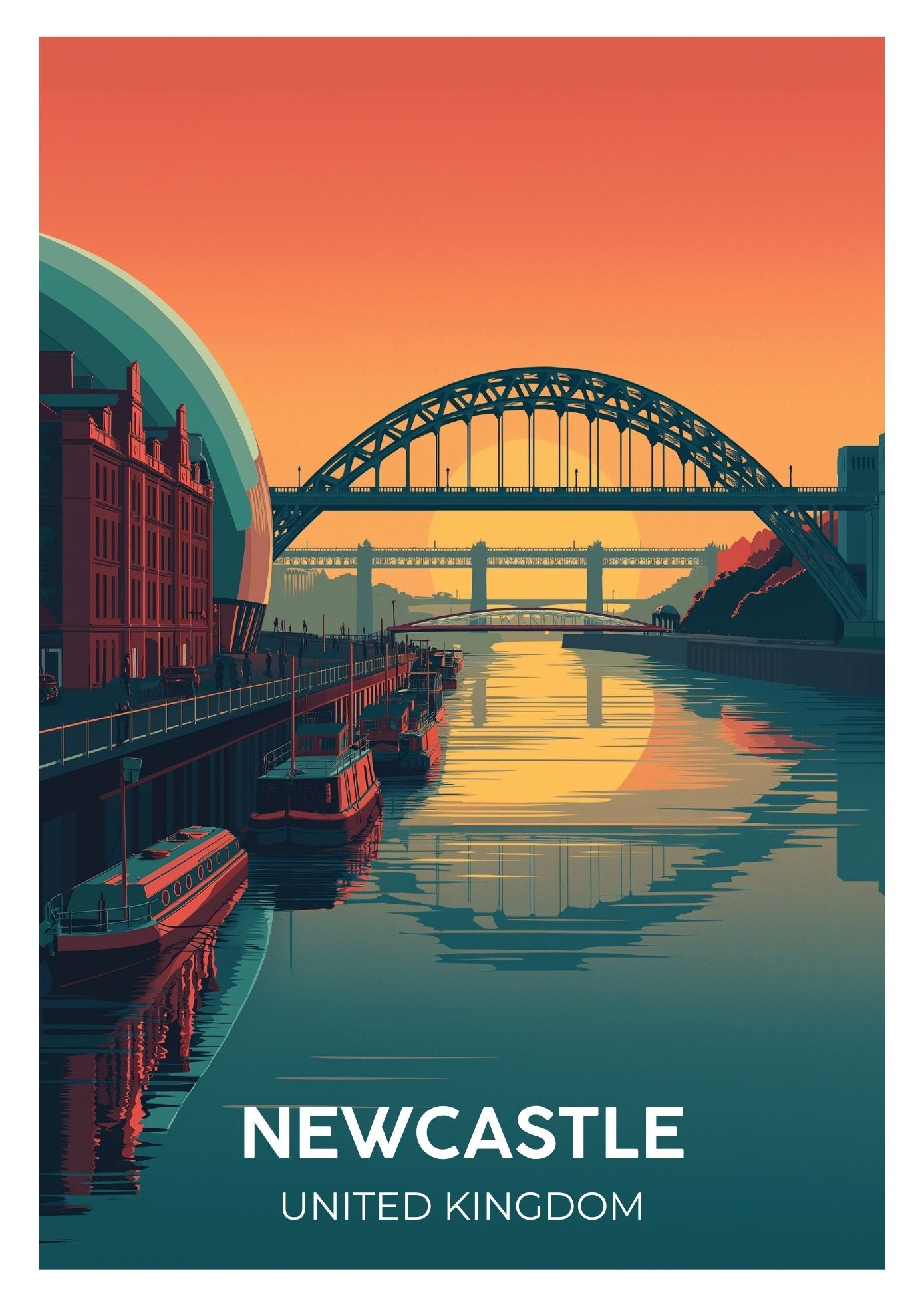 Vintage Newcastle United Kingdom travel poster wall art print – Atlas Prints