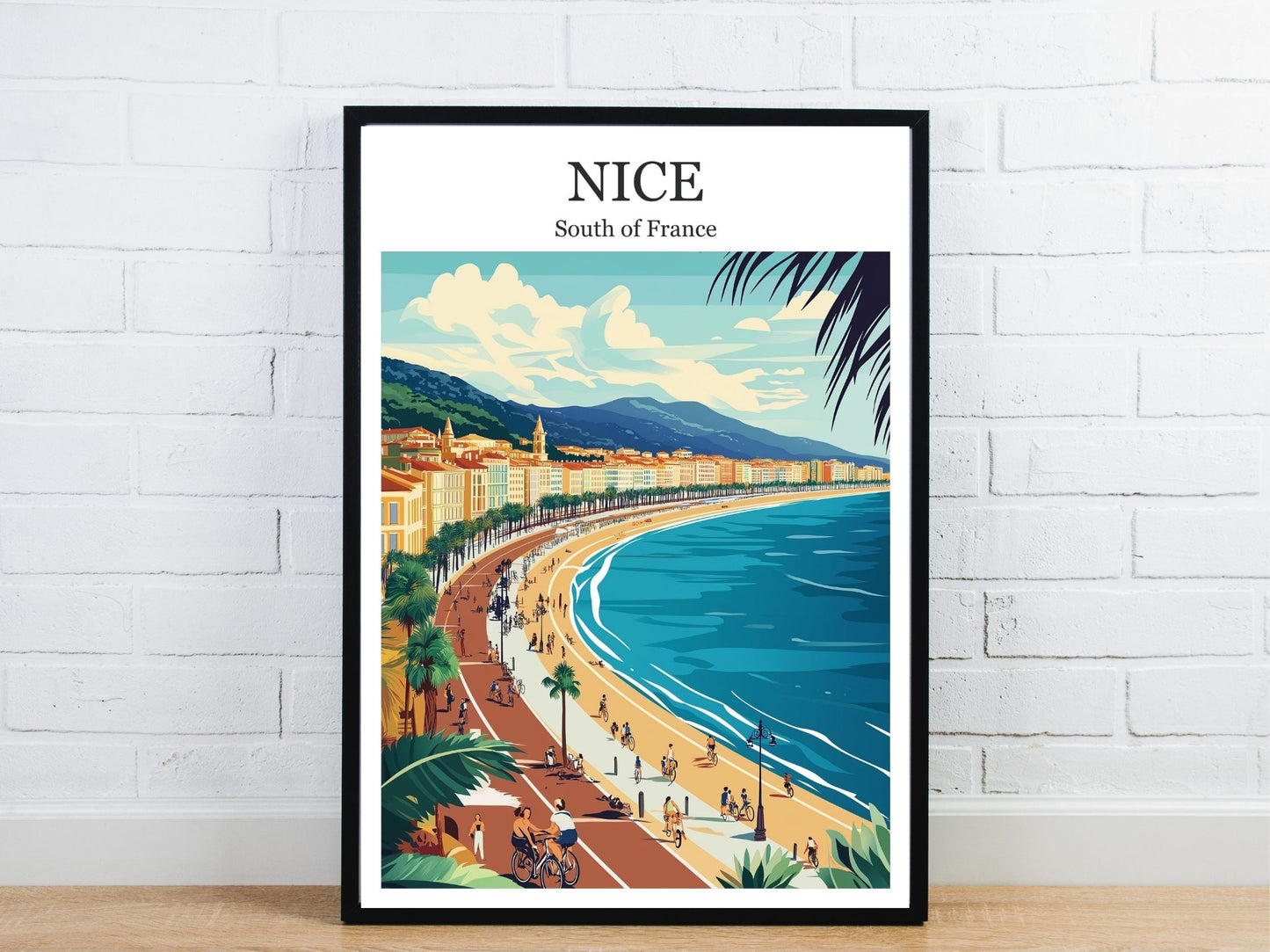 Minimal Nice French Riviera travel art poster – Atlas Prints