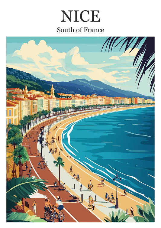 Vintage Nice French Riviera travel poster wall art print – Atlas Prints