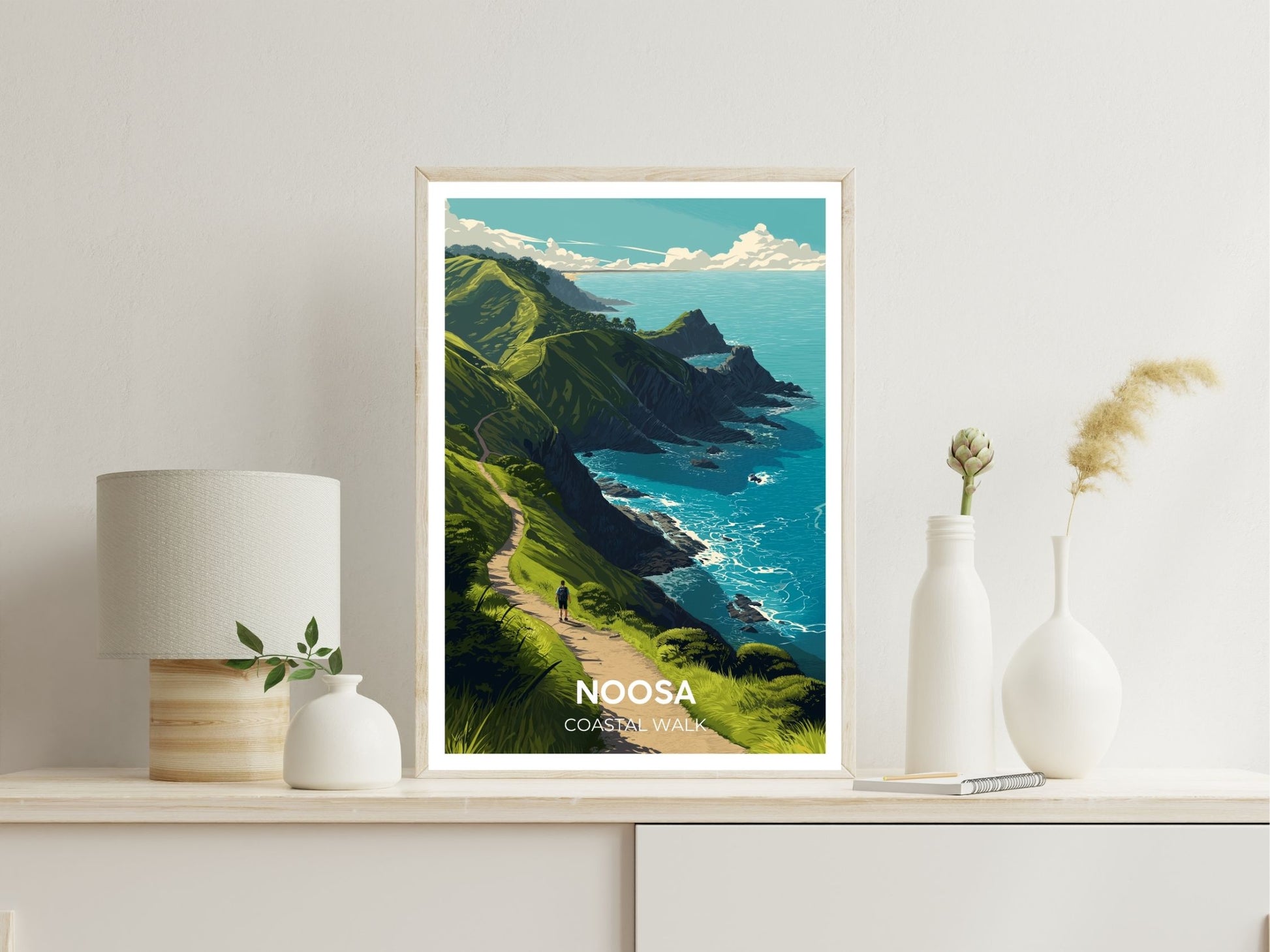 Noosa Heads wall art print displayed in bedroom – Atlas Prints