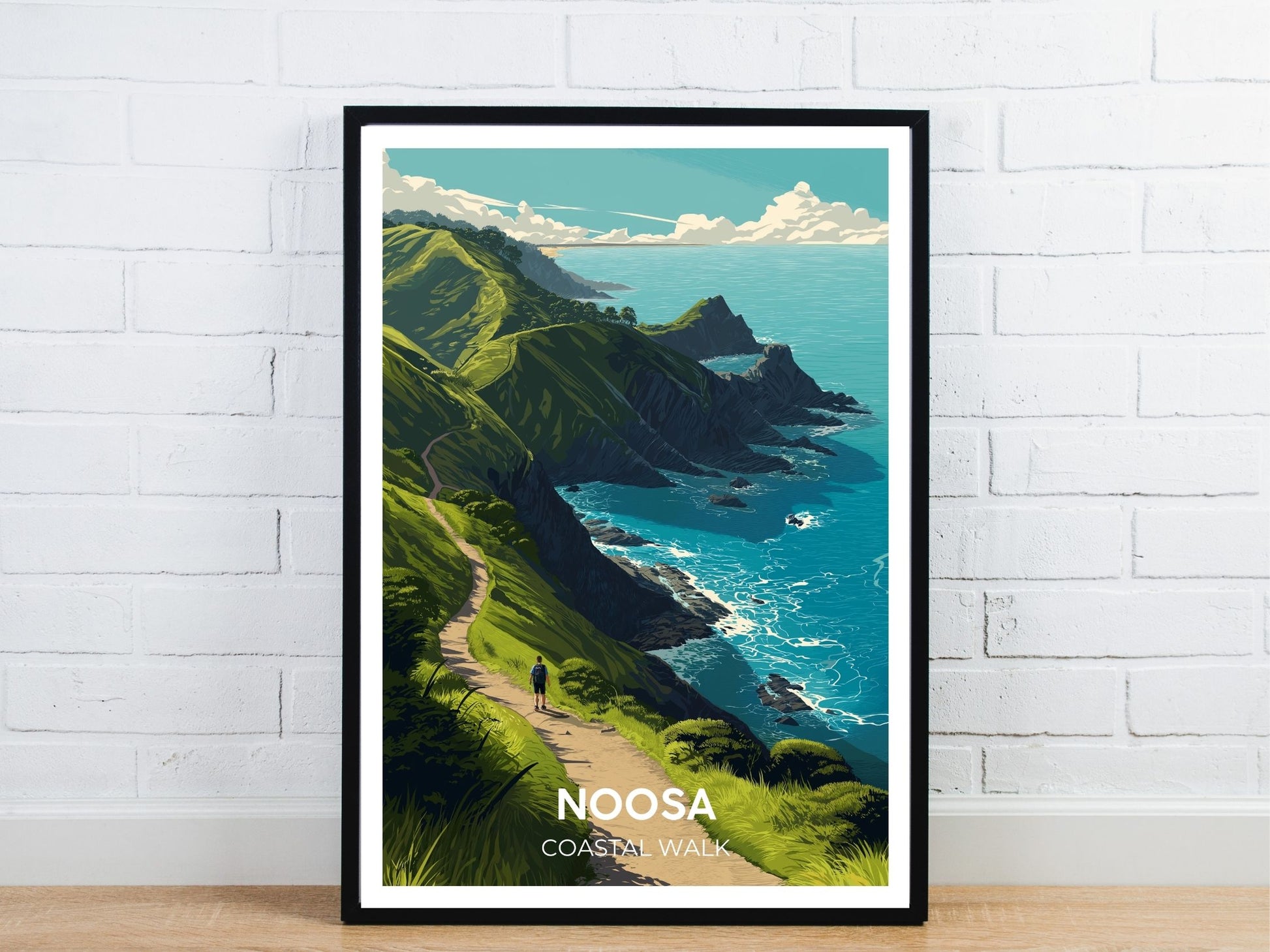 Minimal Noosa Heads travel art poster – Atlas Prints