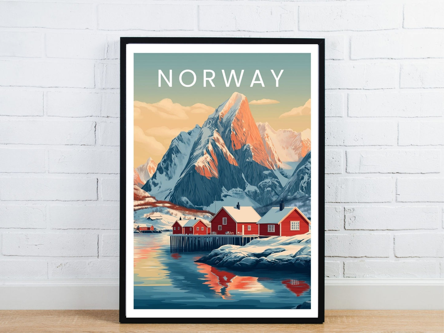 Minimal Norway travel art poster – Atlas Prints
