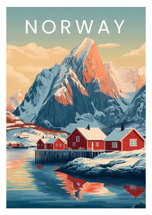 Vintage Norway travel poster wall art print – Atlas Prints