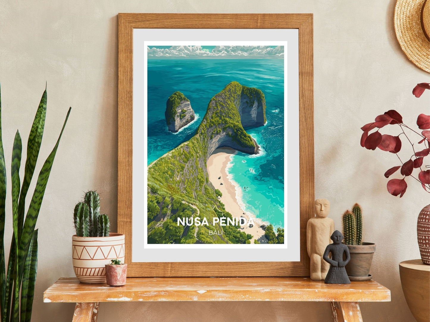 Close-up of Nusa Penida travel poster matte texture – Atlas Prints
