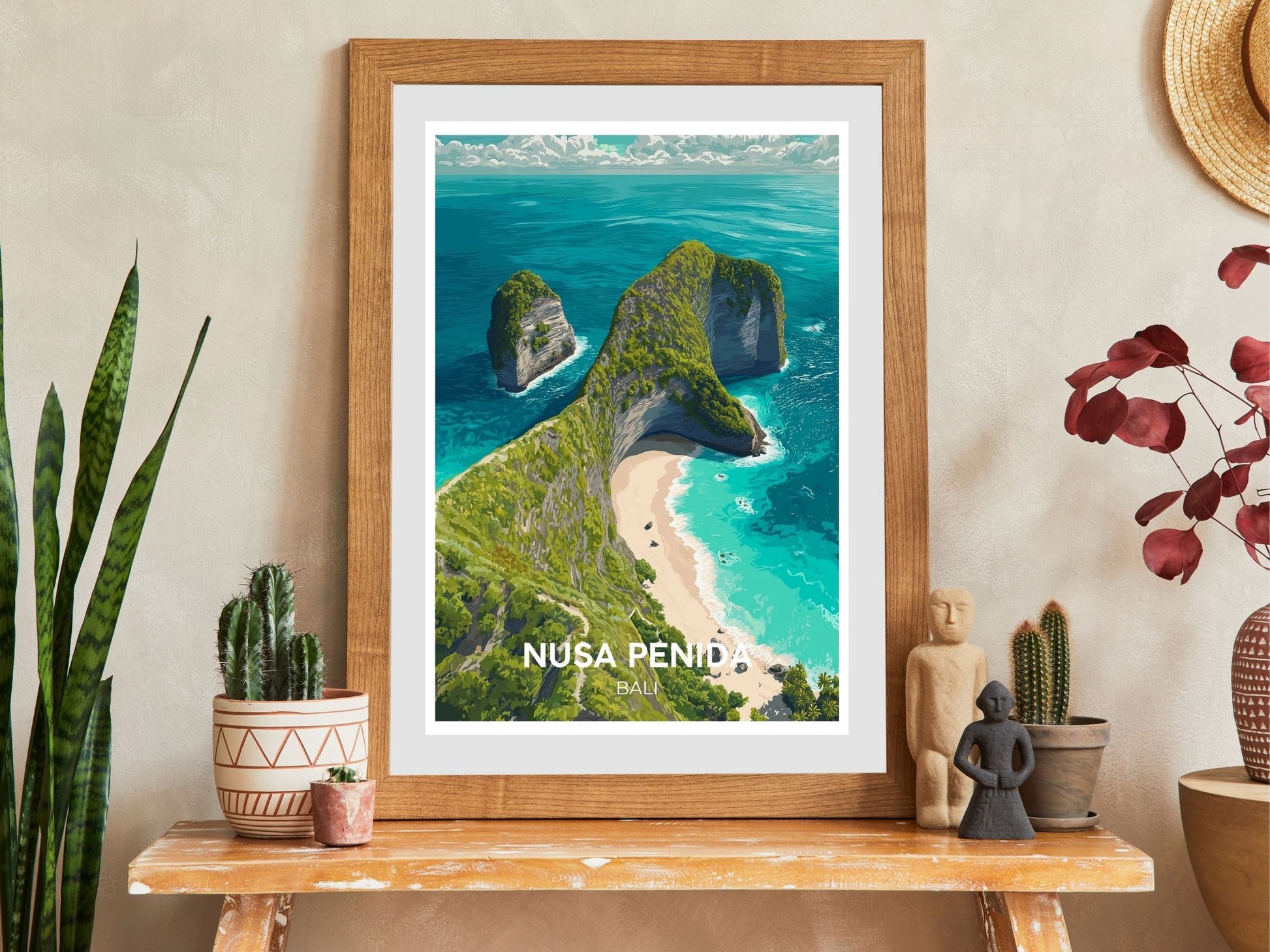 Close-up of Nusa Penida travel poster matte texture – Atlas Prints