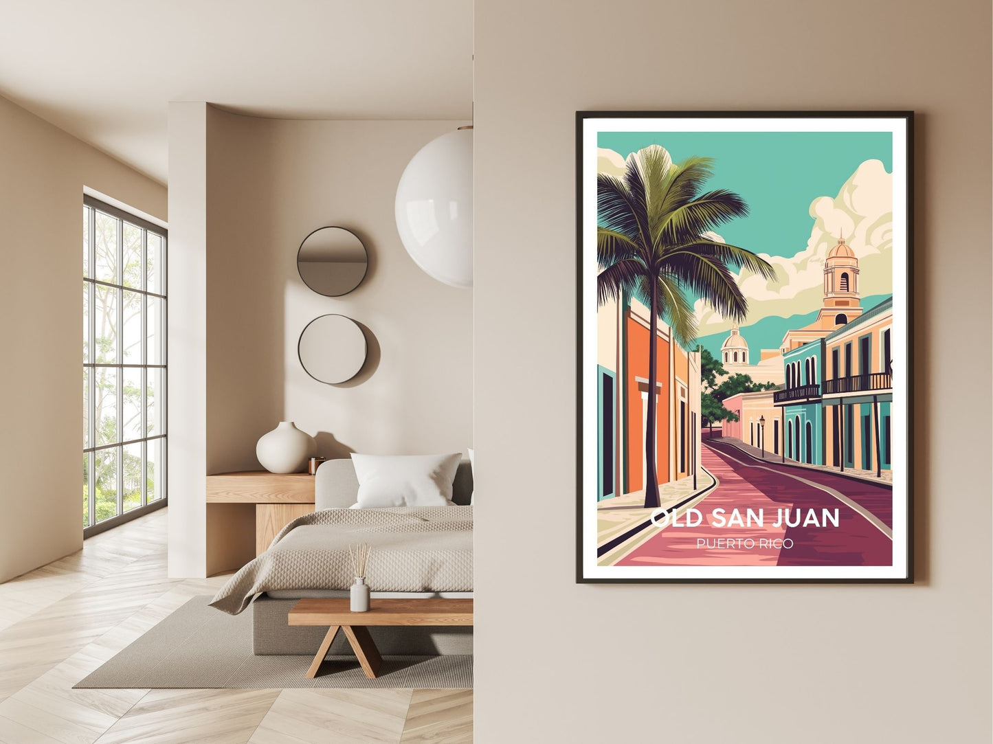 Gallery wall display of Old San Juan Puerto Rico travel poster – Atlas Prints