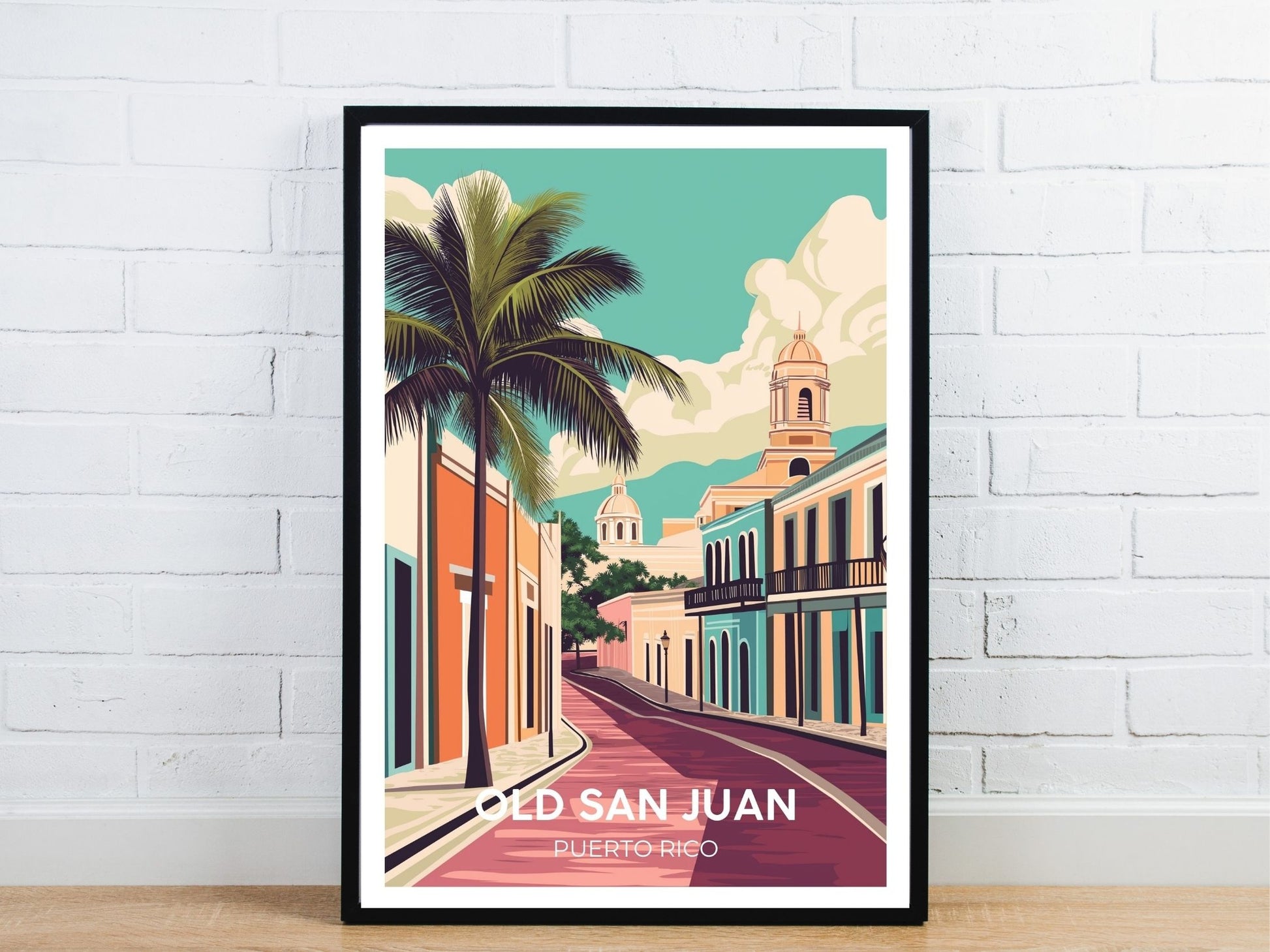 Minimal Old San Juan Puerto Rico travel art poster – Atlas Prints