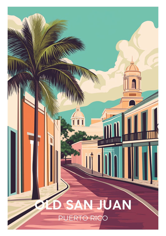 Vintage Old San Juan Puerto Rico travel poster wall art print – Atlas Prints