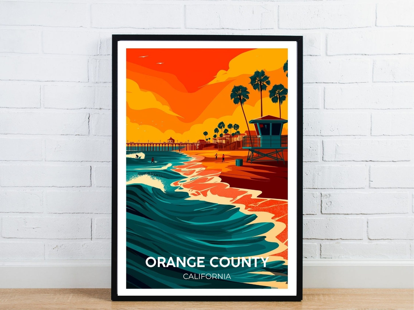 Minimal Orange County California travel art poster – Atlas Prints