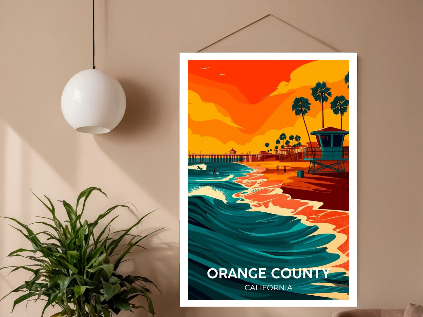 Close-up of Orange County California travel poster matte texture – Atlas Prints