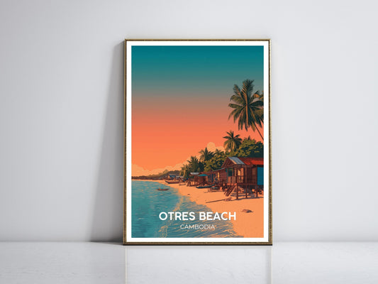 Otres Beach Cambodia framed vintage travel poster – Atlas Prints