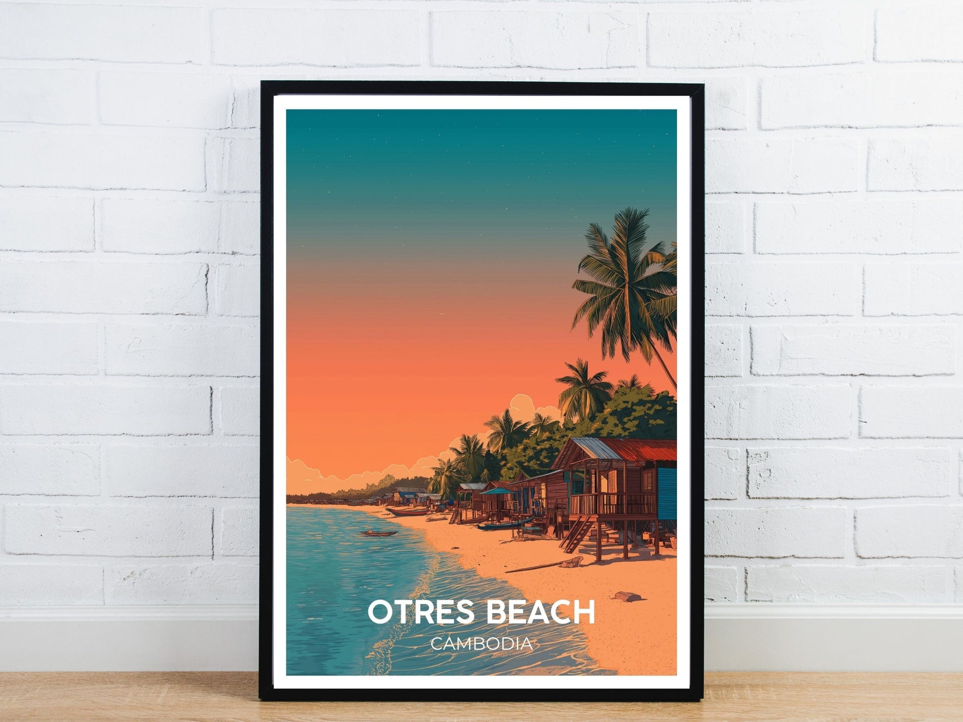 Minimal Otres Beach Cambodia travel art poster – Atlas Prints