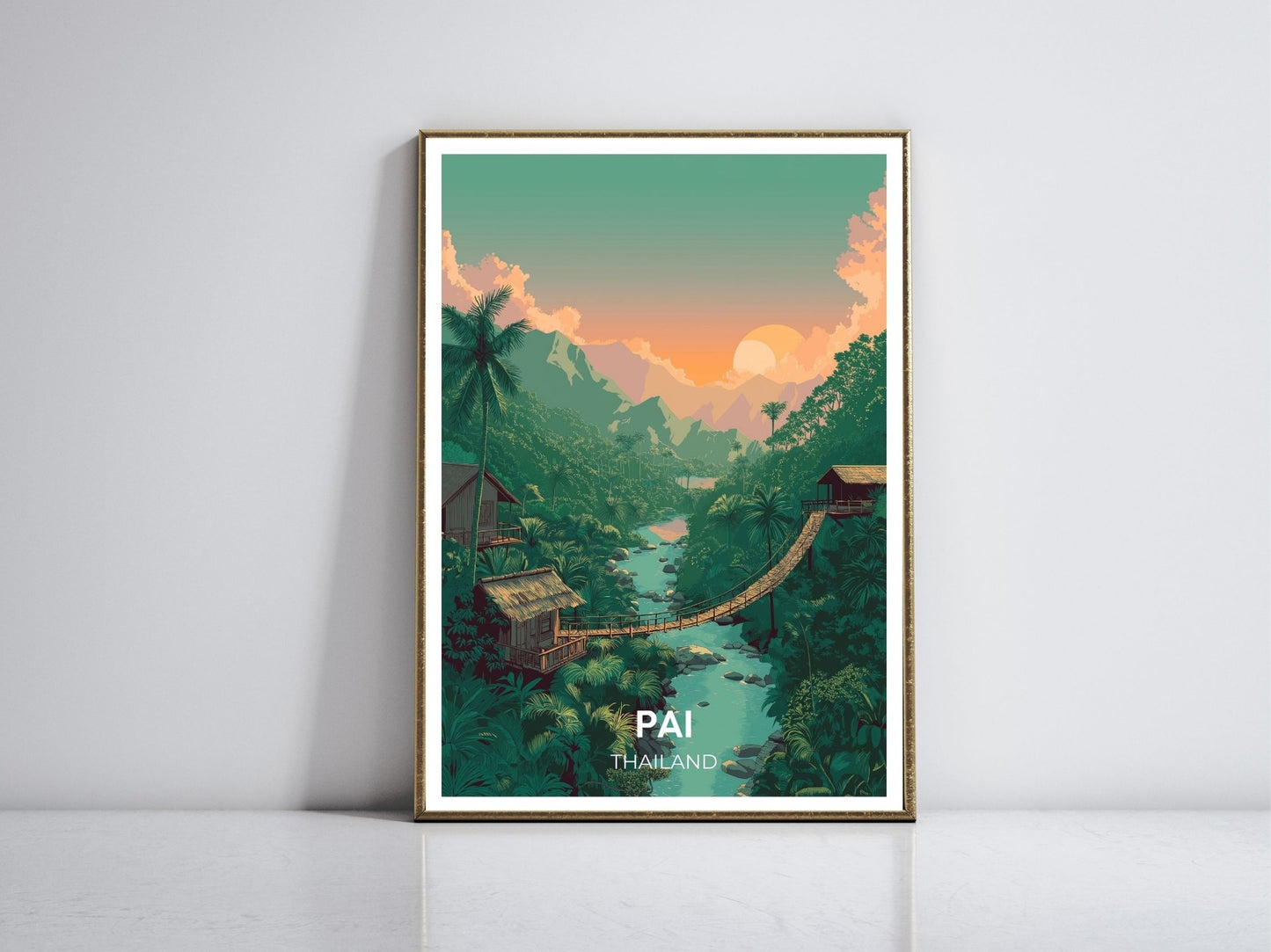 Pai Thailand framed vintage travel poster – Atlas Prints