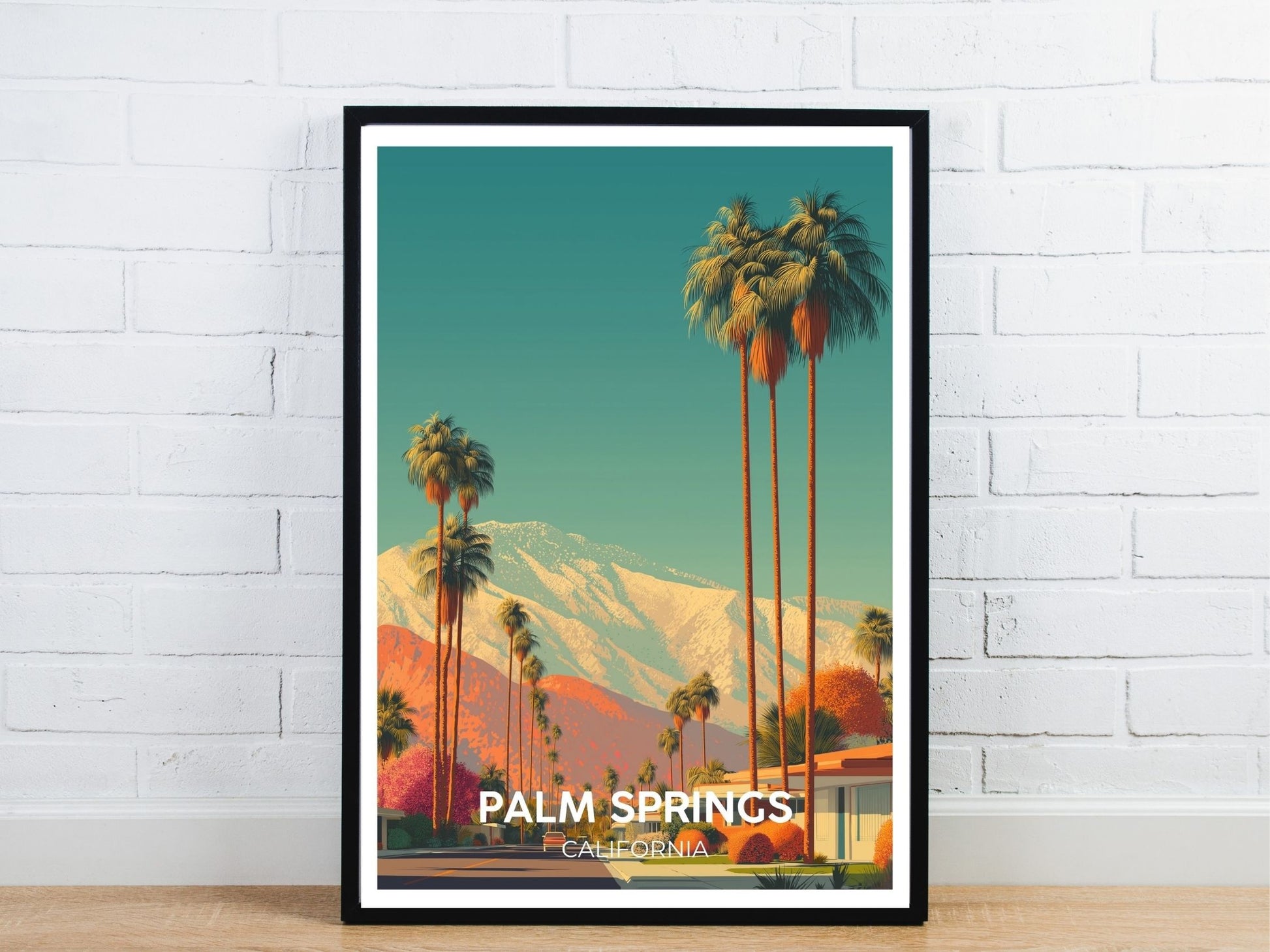 Minimal Palm Springs California travel art poster – Atlas Prints