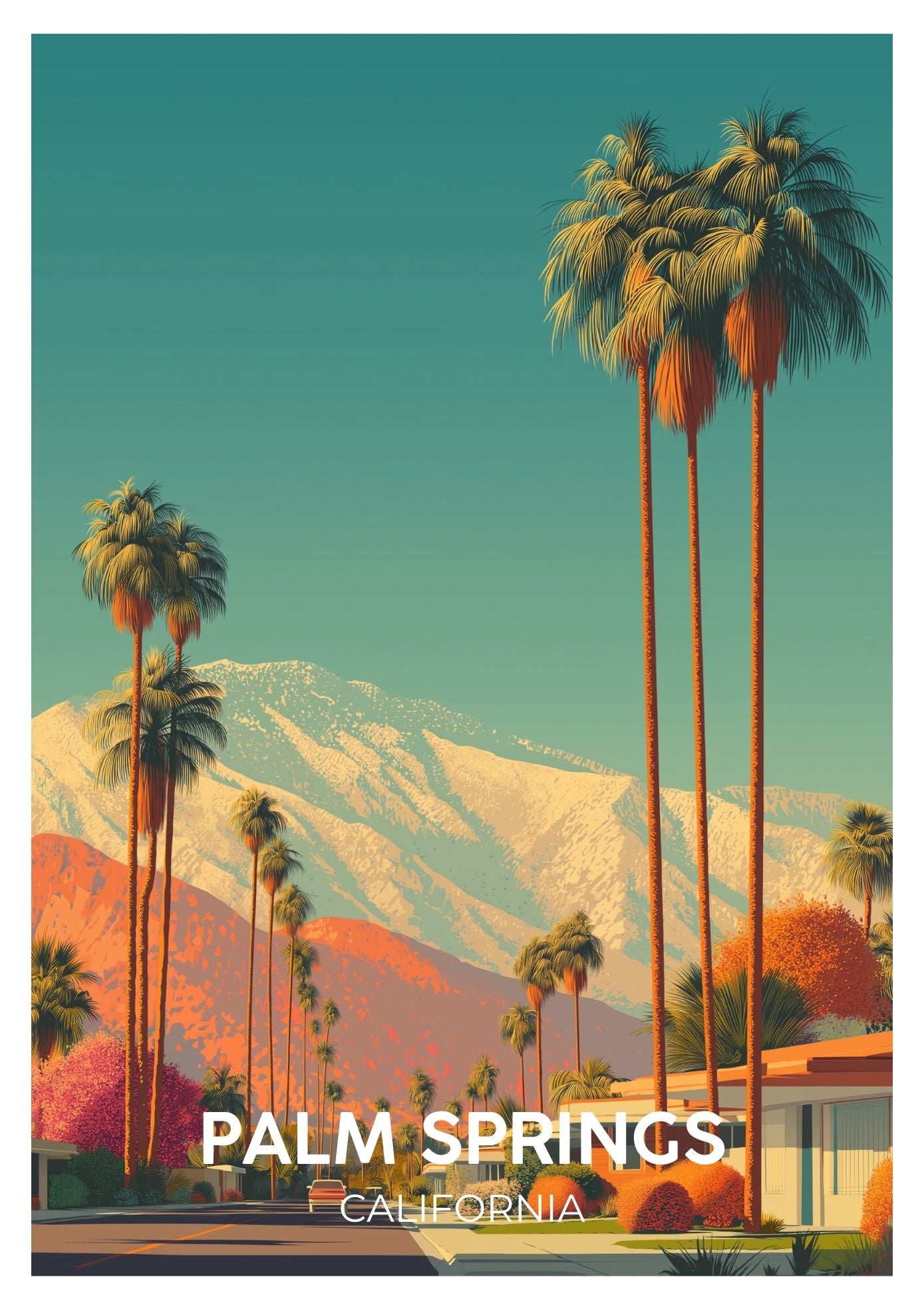 Vintage Palm Springs California travel poster wall art print – Atlas Prints
