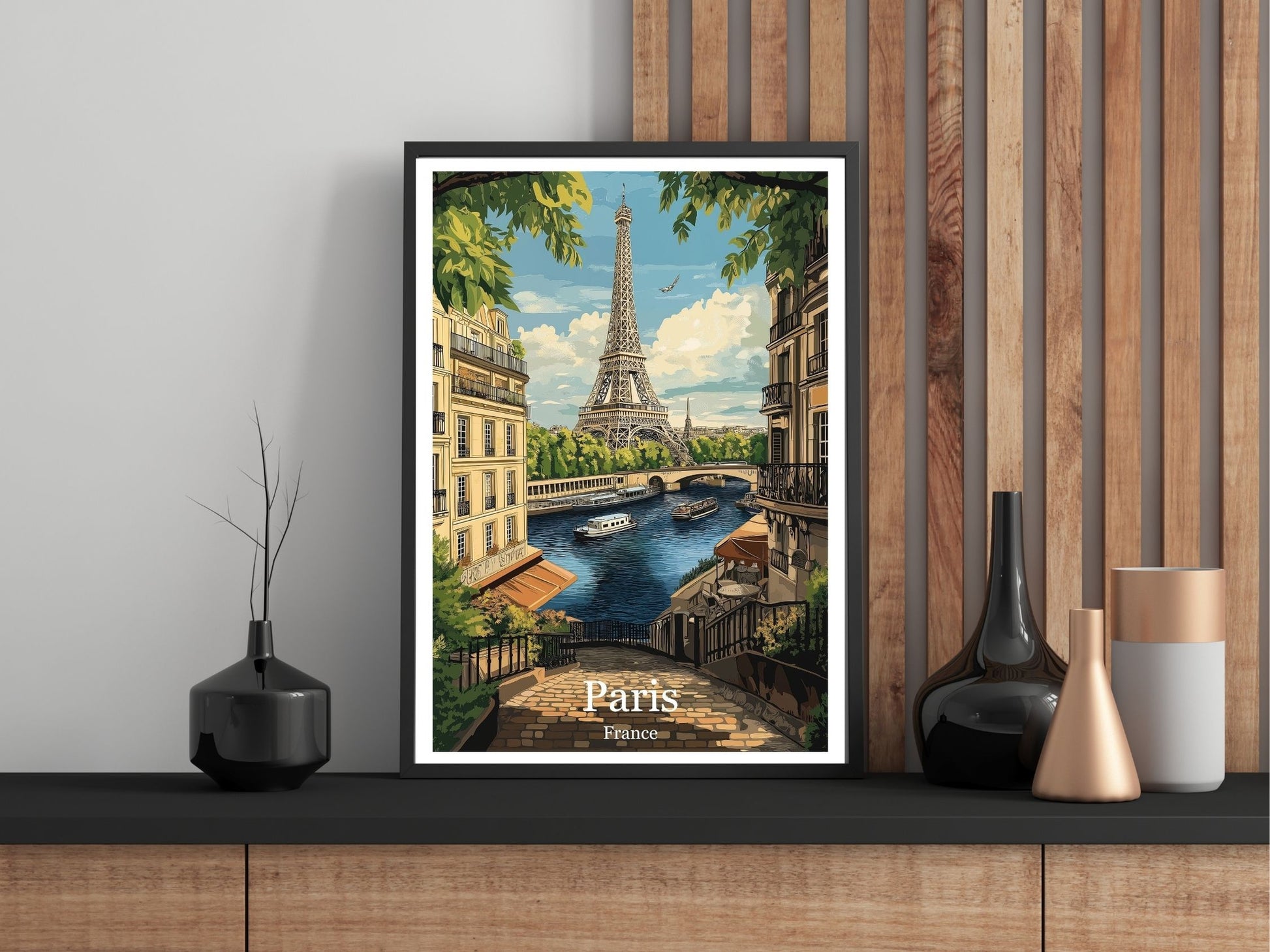 Close-up of Paris travel poster matte texture – Atlas Prints