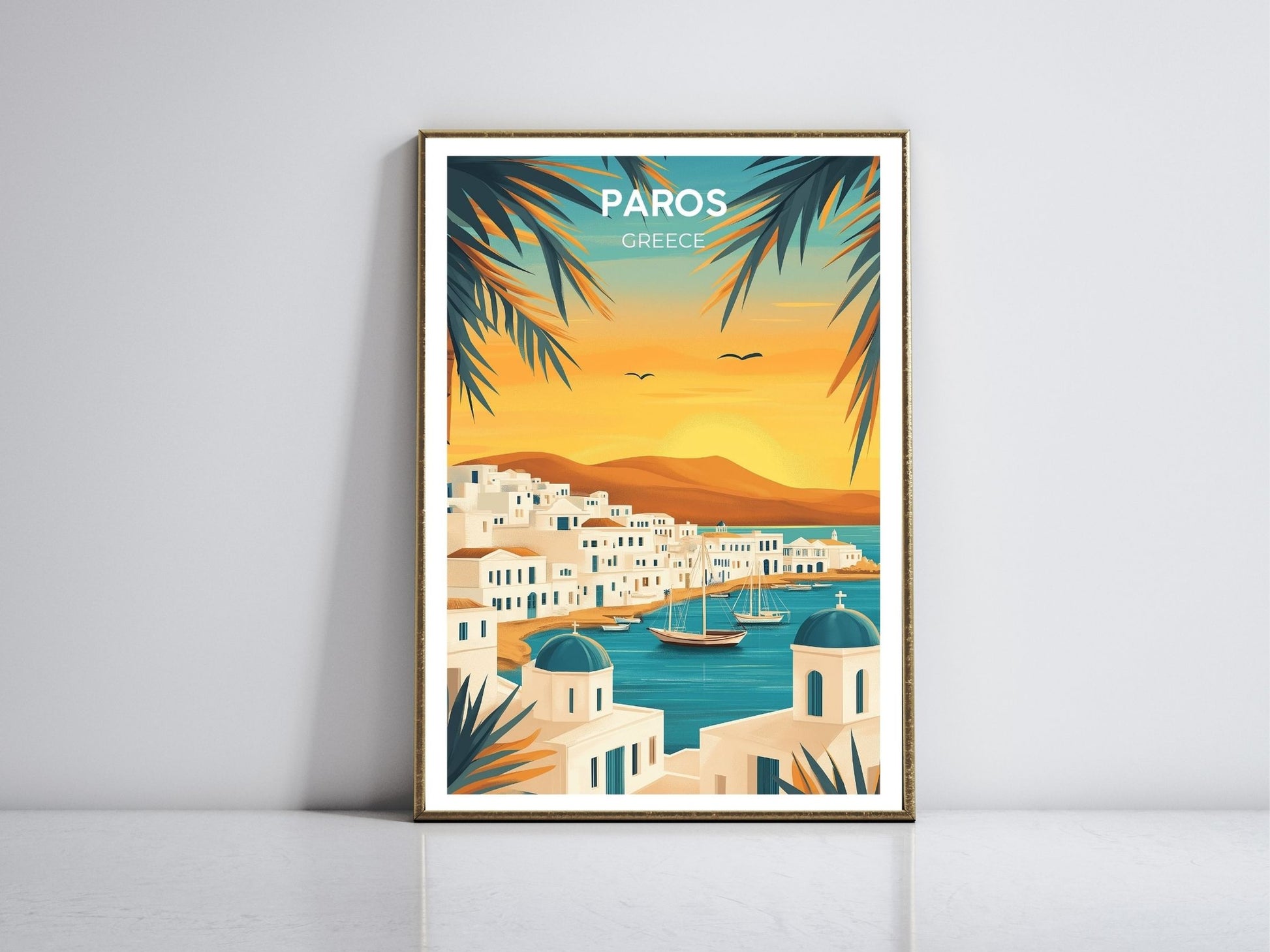 Paros Greece framed vintage travel poster – Atlas Prints