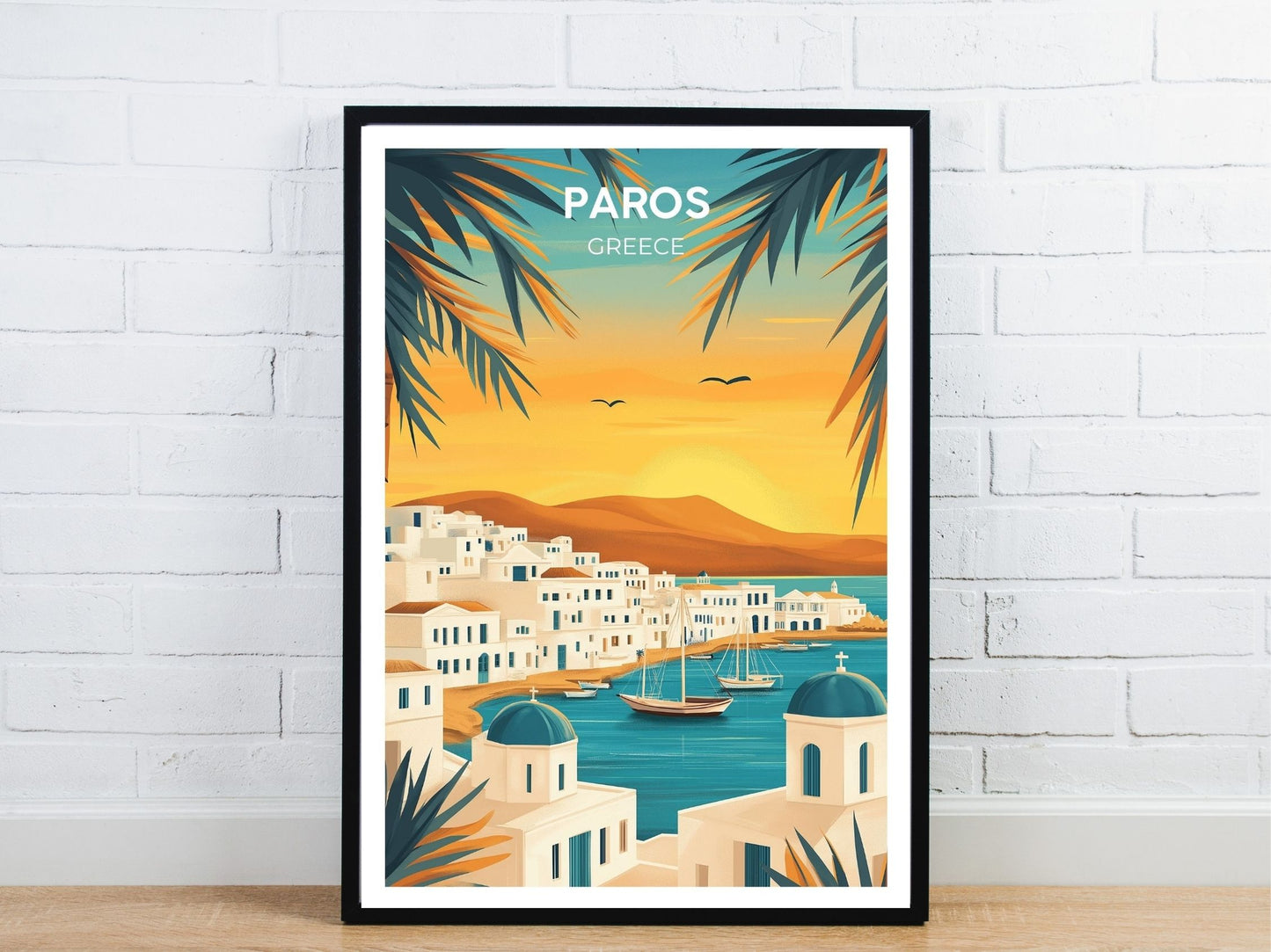 Minimal Paros Greece travel art poster – Atlas Prints