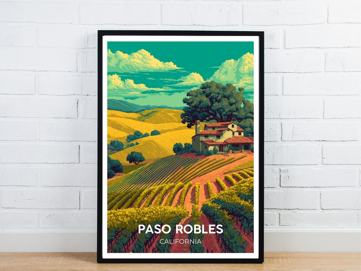 Minimal Paso Robles California travel art poster – Atlas Prints