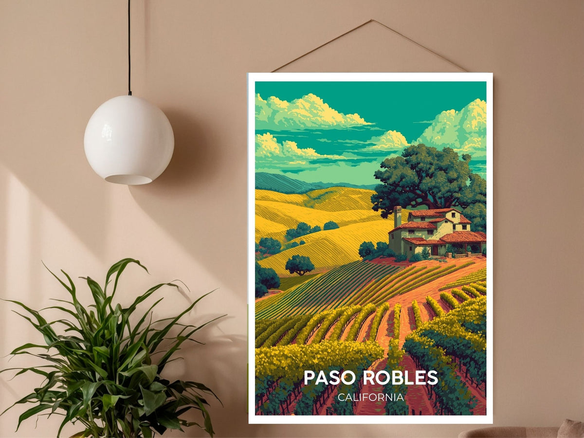 Close-up of Paso Robles California travel poster matte texture – Atlas Prints