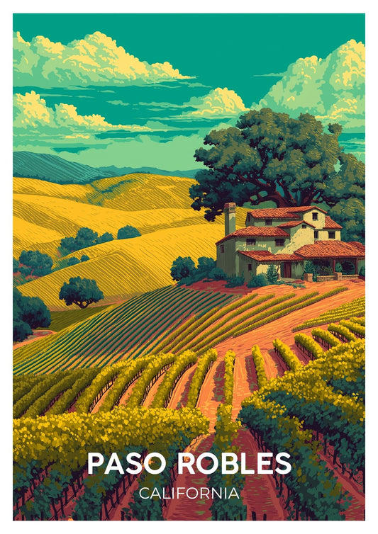 Vintage Paso Robles California travel poster wall art print – Atlas Prints