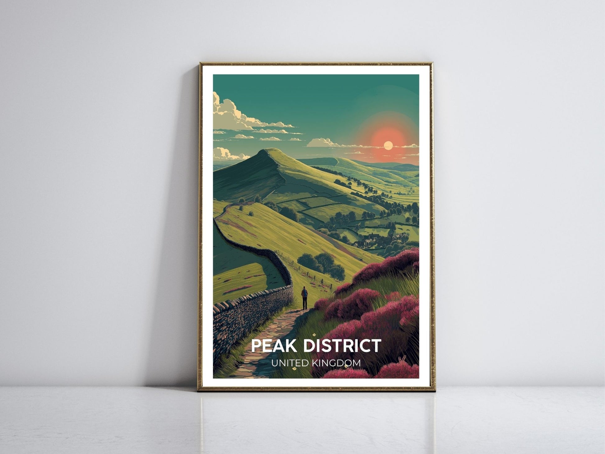 Peak District England framed vintage travel poster – Atlas Prints