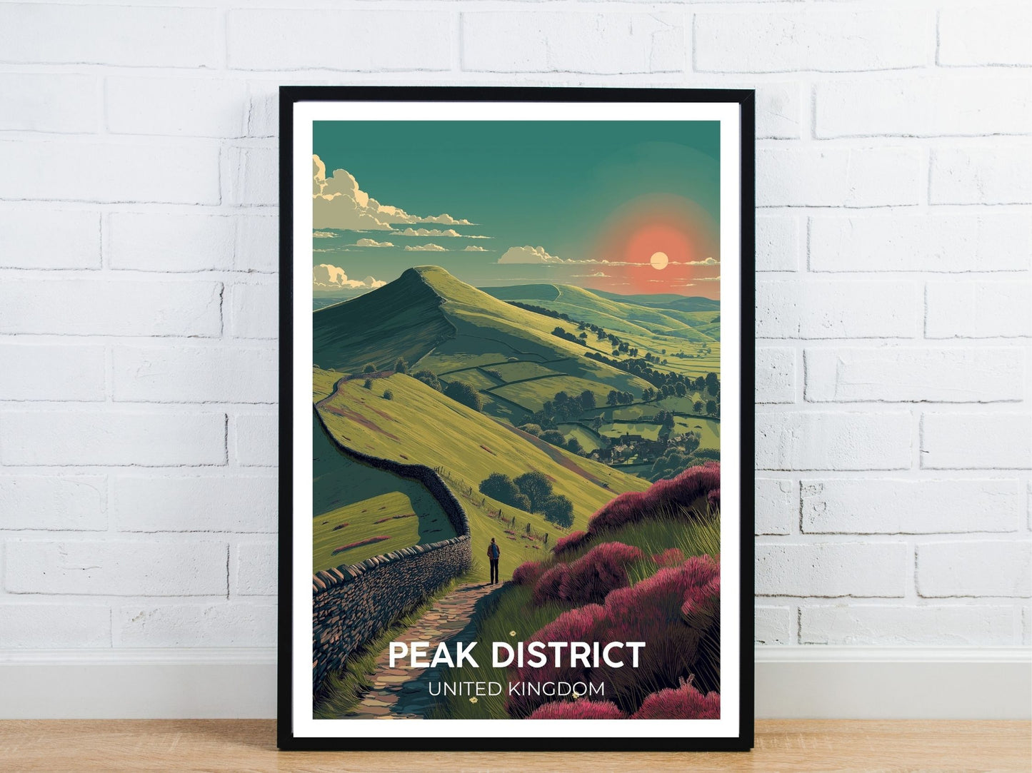 Minimal Peak District England travel art poster – Atlas Prints