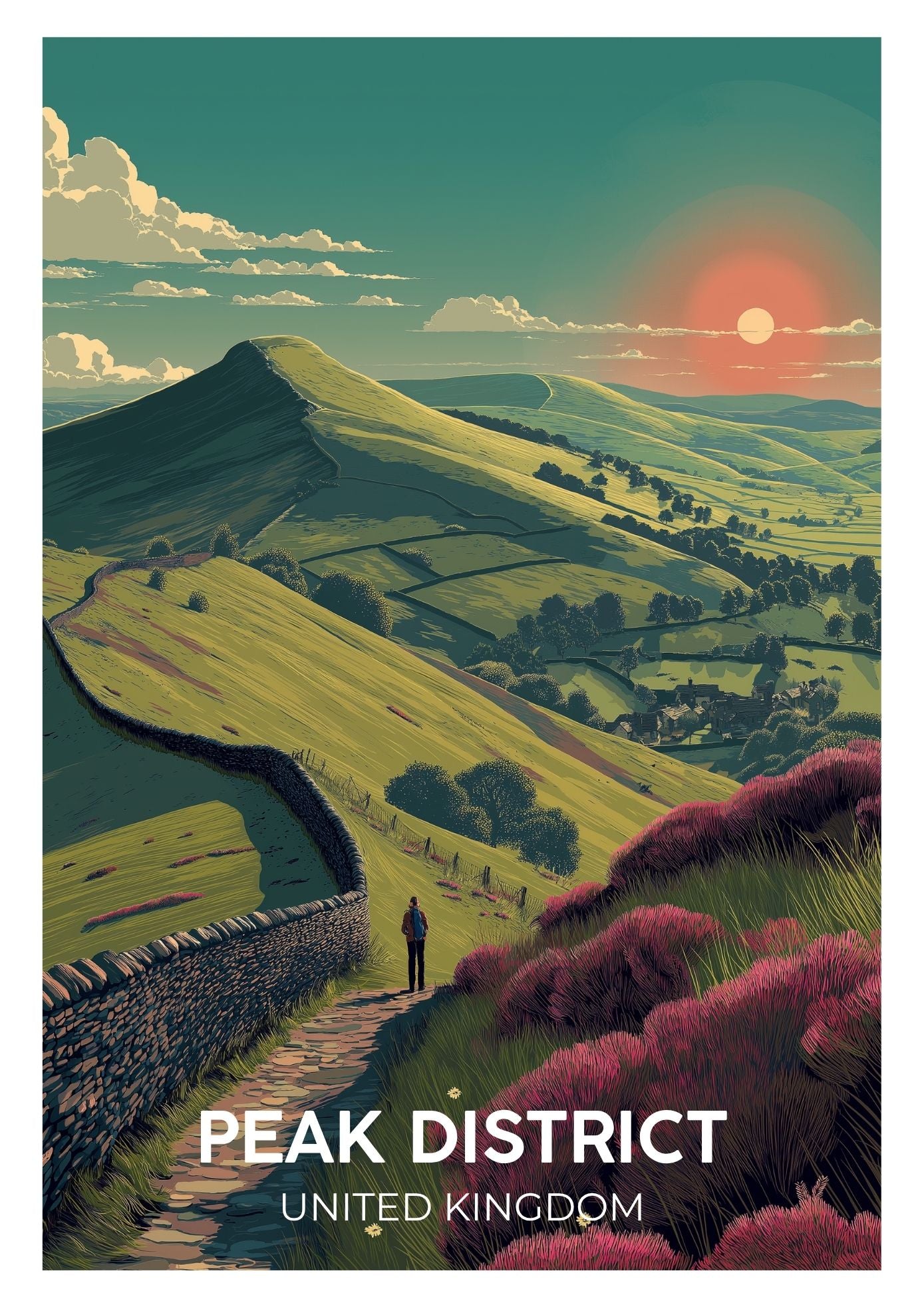 Vintage Peak District England travel poster wall art print – Atlas Prints