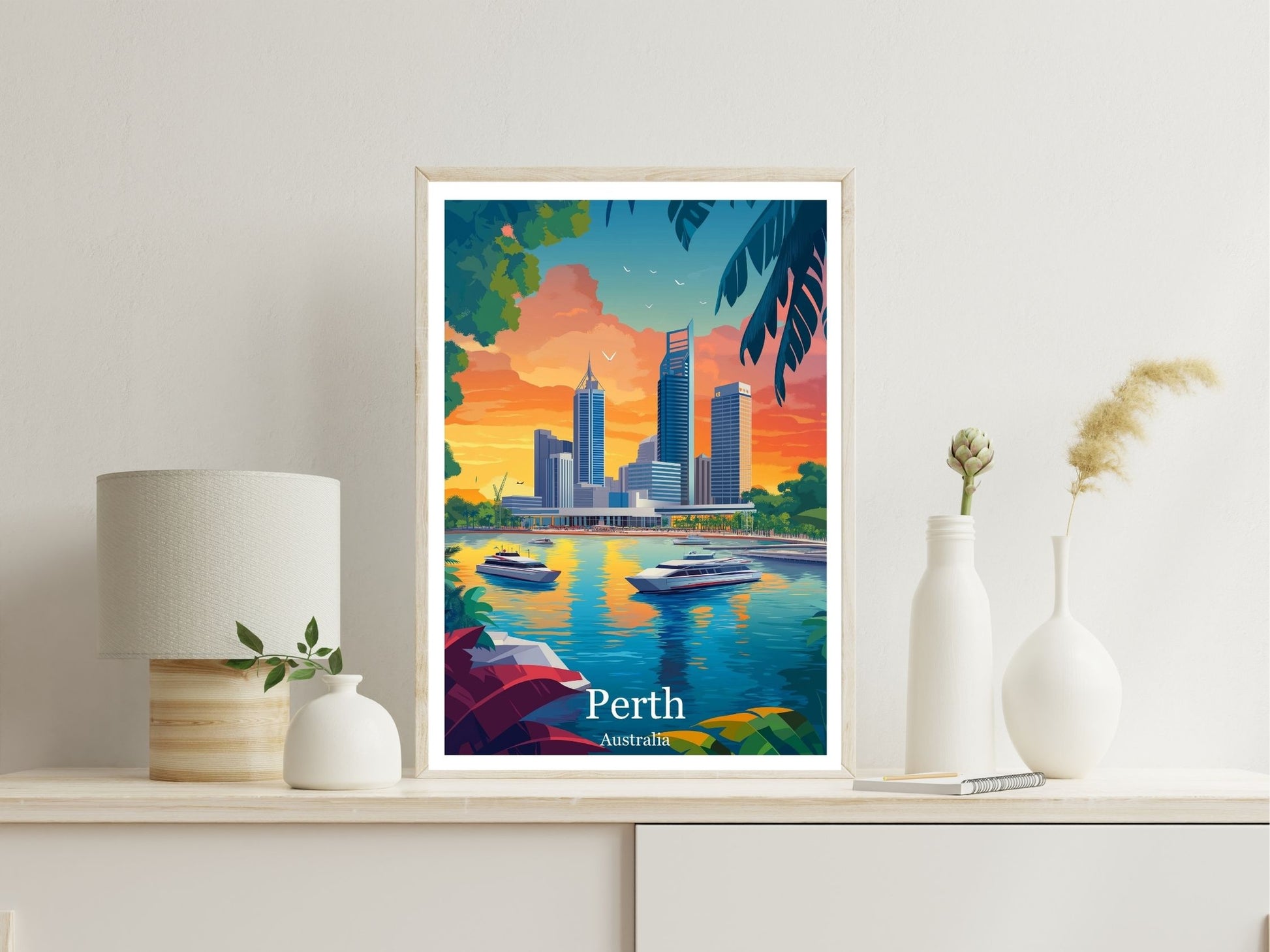 Perth wall art print displayed in bedroom – Atlas Prints