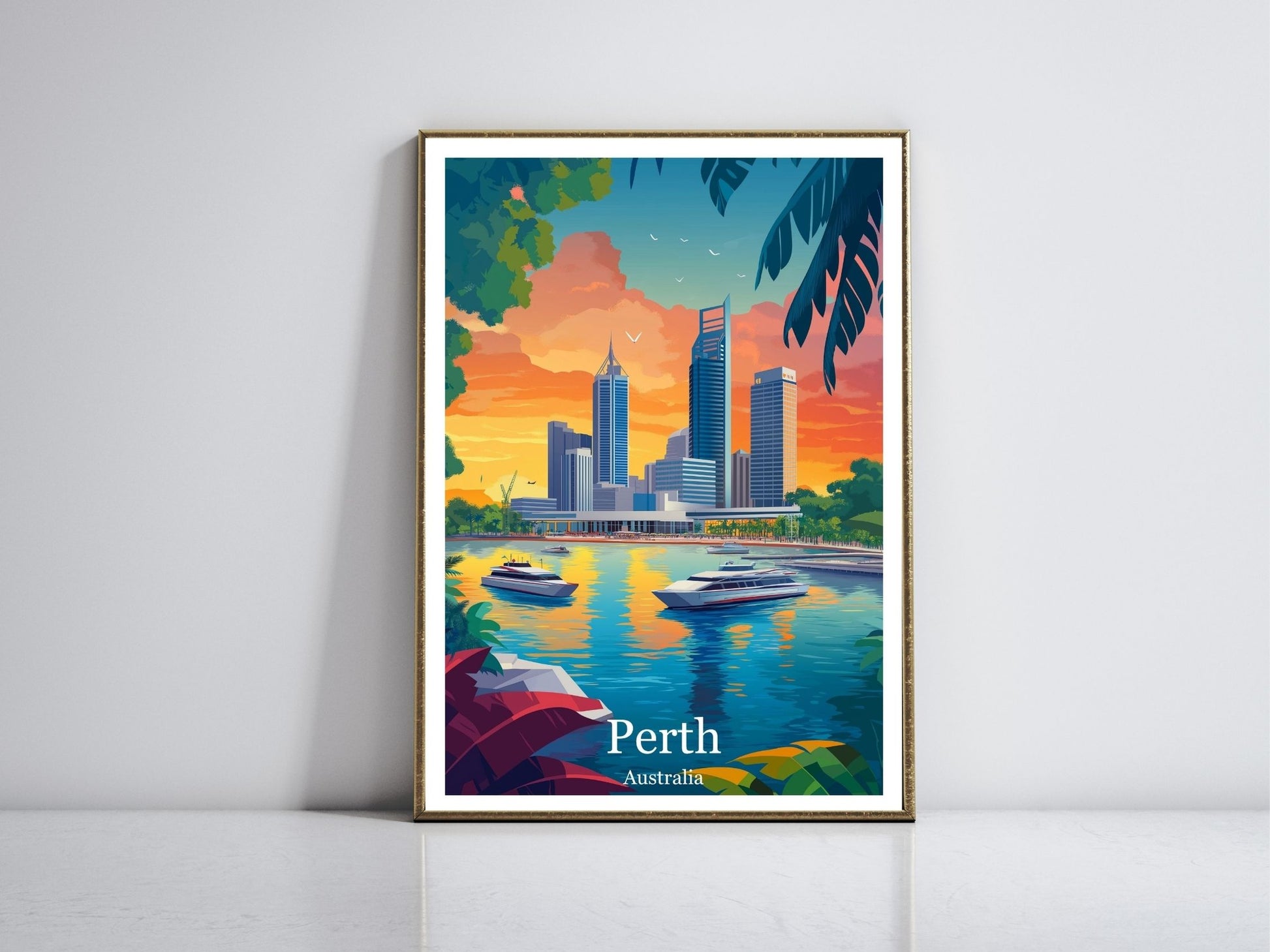 Perth framed vintage travel poster – Atlas Prints