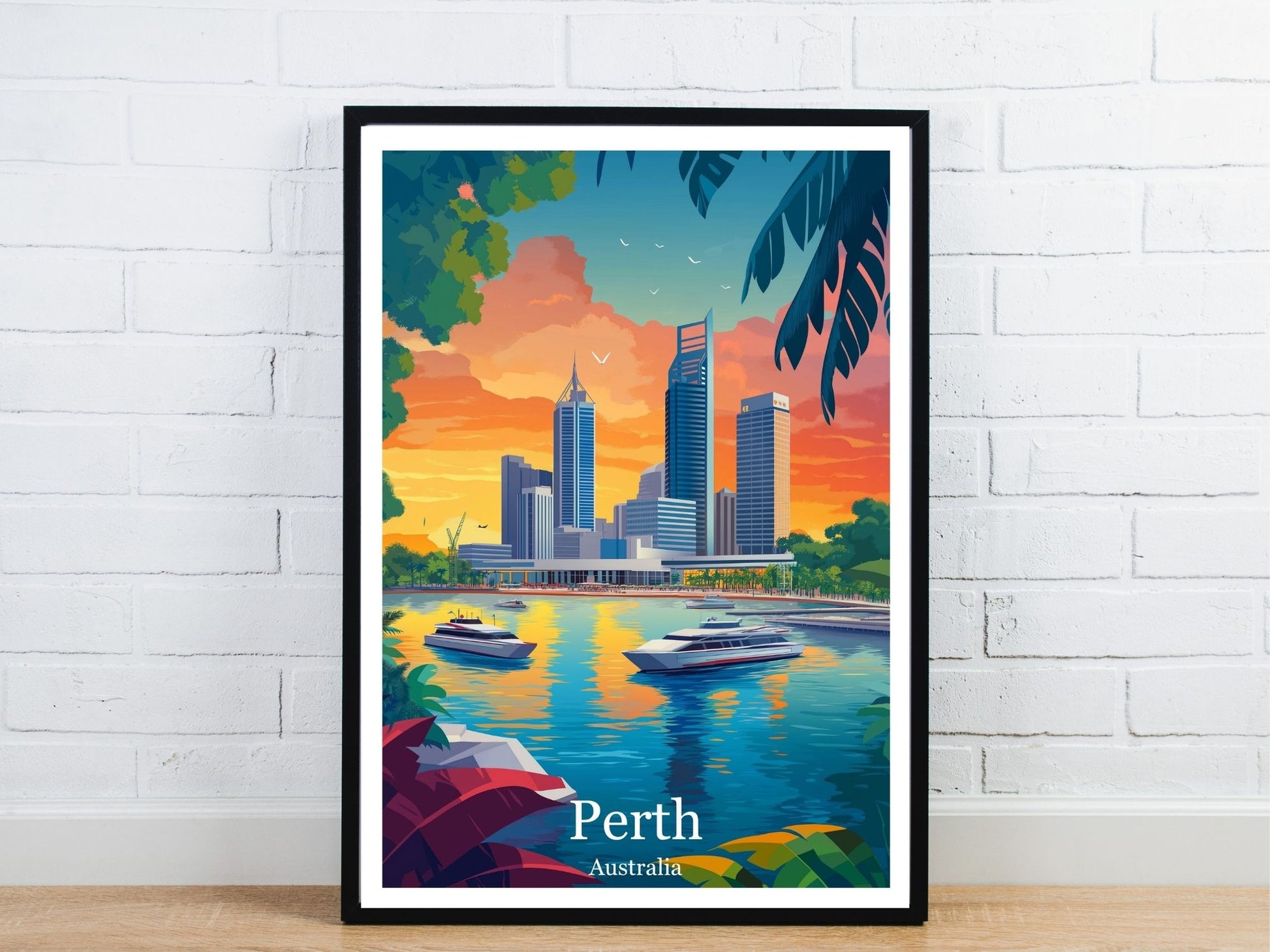 Minimal Perth travel art poster – Atlas Prints