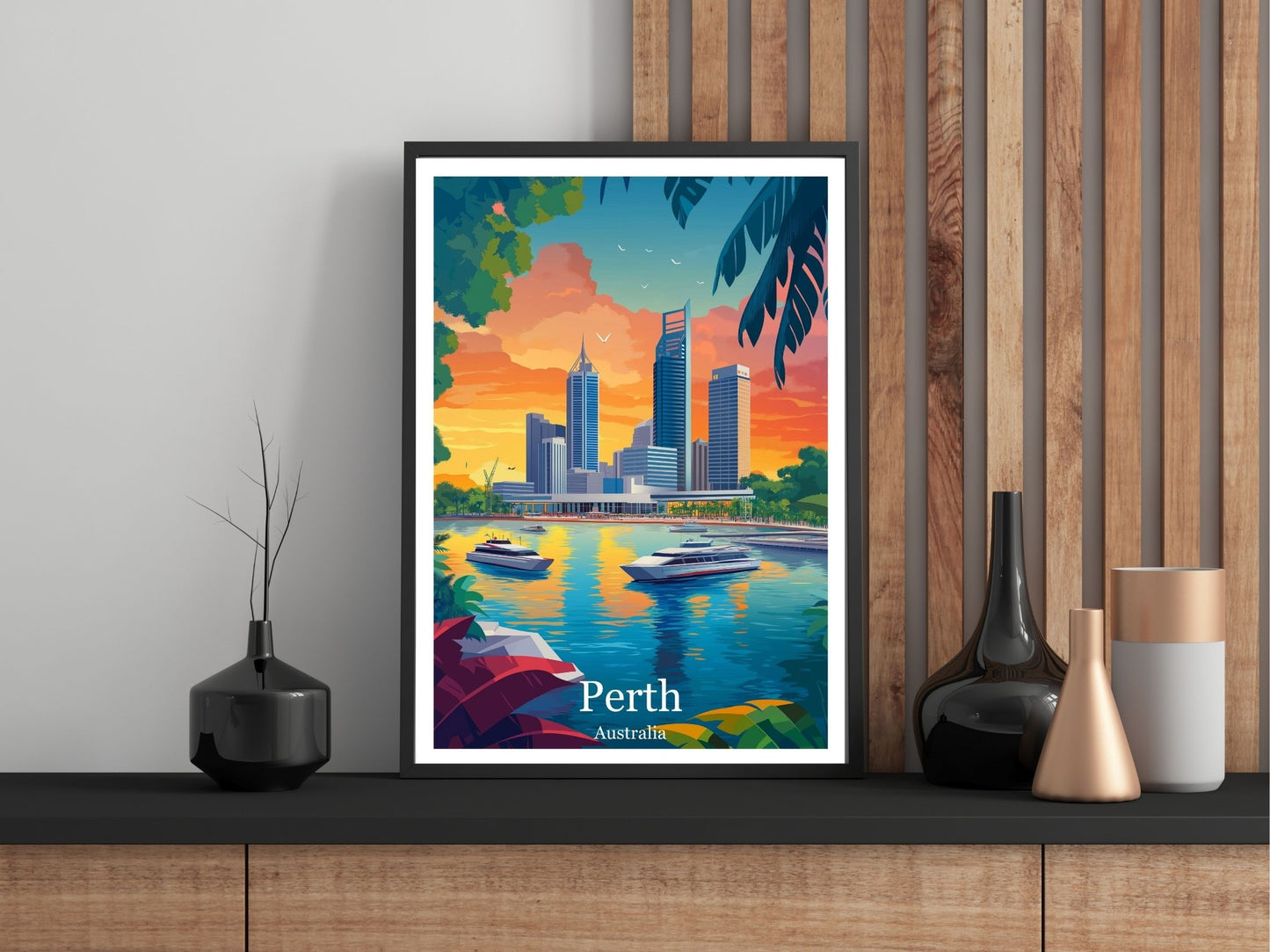 Close-up of Perth travel poster matte texture – Atlas Prints