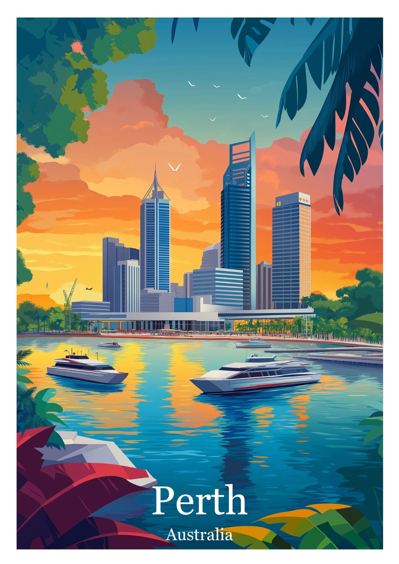 Vintage Perth travel poster wall art print – Atlas Prints