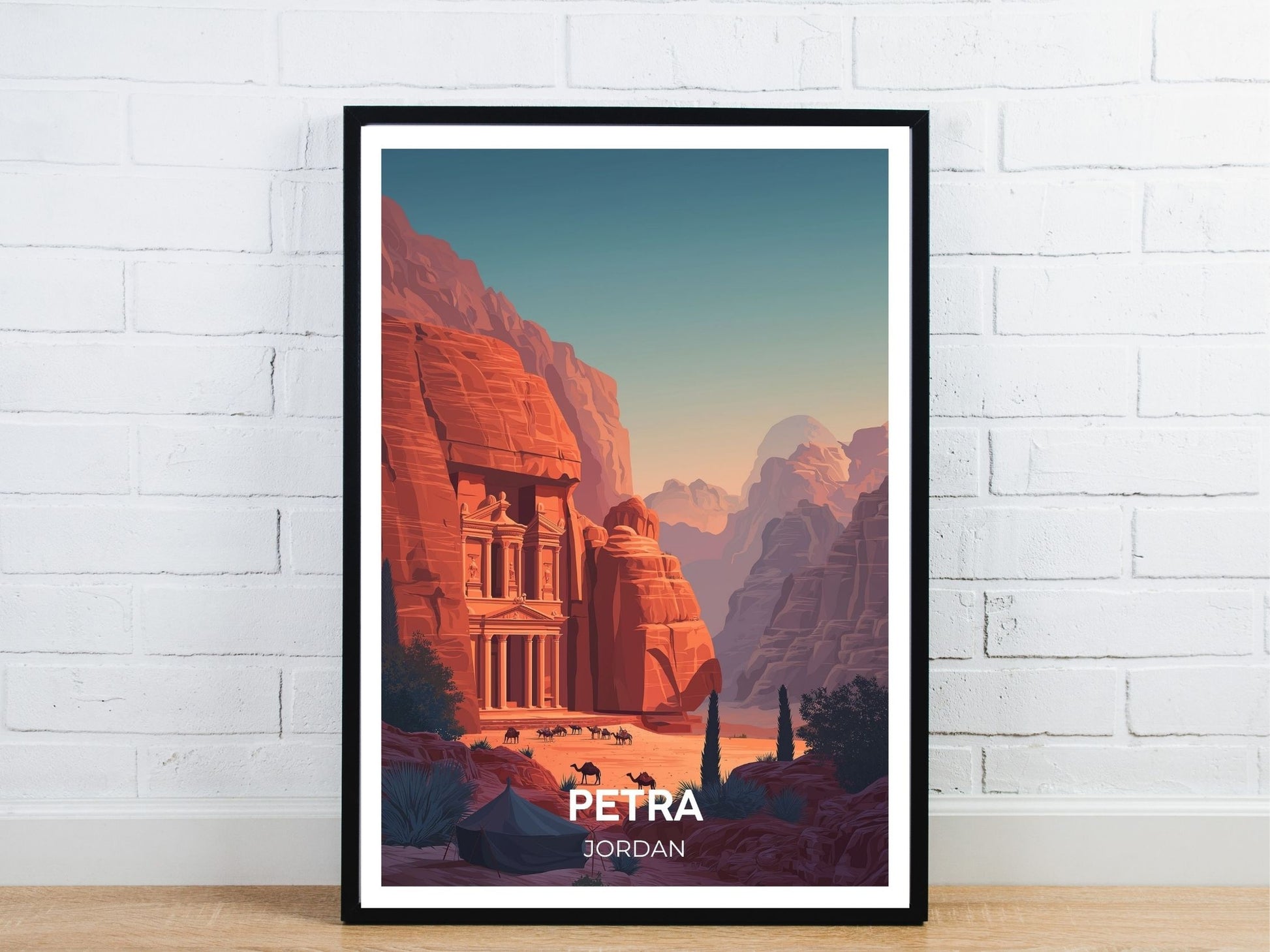 Minimal Petra Jordan travel art poster – Atlas Prints