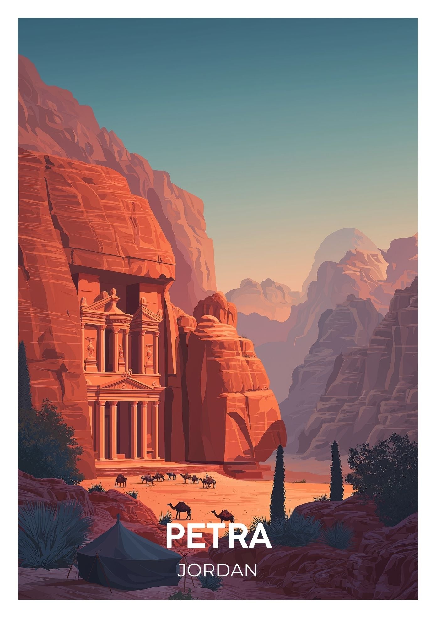 Vintage Petra Jordan travel poster wall art print – Atlas Prints