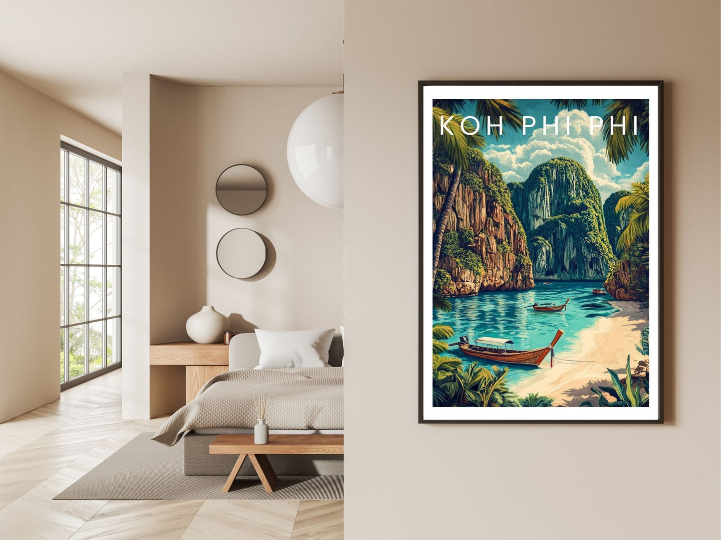 Gallery wall display of Phi Phi Island travel poster – Atlas Prints