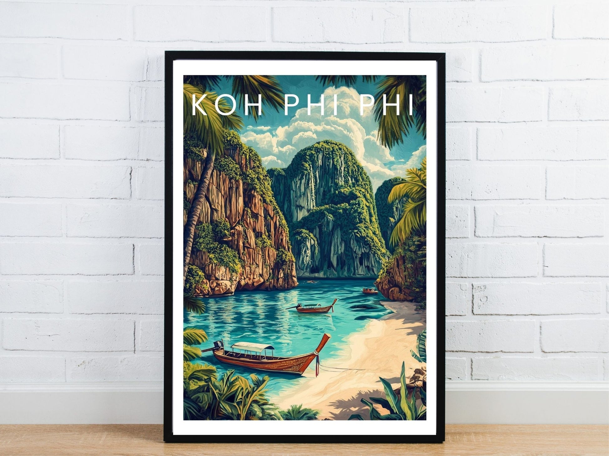 Minimal Phi Phi Island travel art poster – Atlas Prints