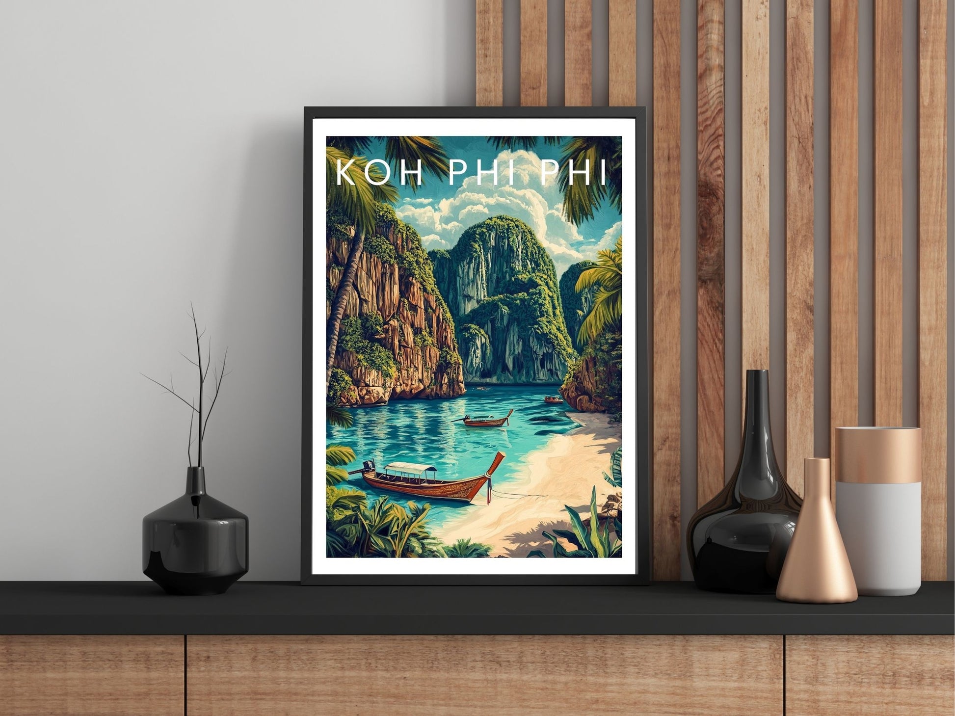 Close-up of Phi Phi Island travel poster matte texture – Atlas Prints