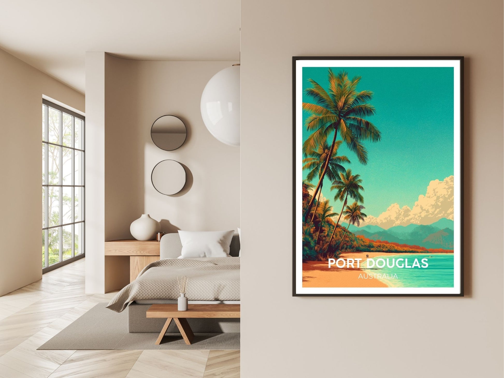 Port Douglas Australia wall art print displayed in bedroom – Atlas Prints