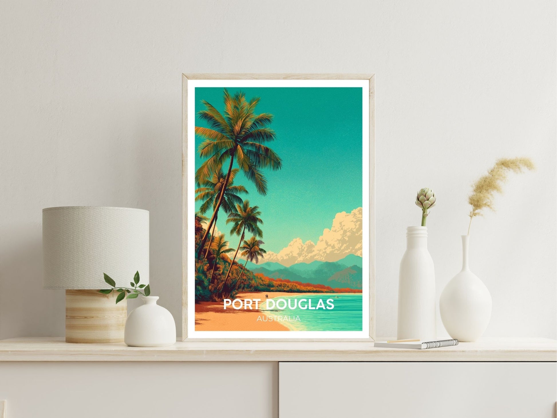 Gallery wall display of Port Douglas Australia travel poster – Atlas Prints