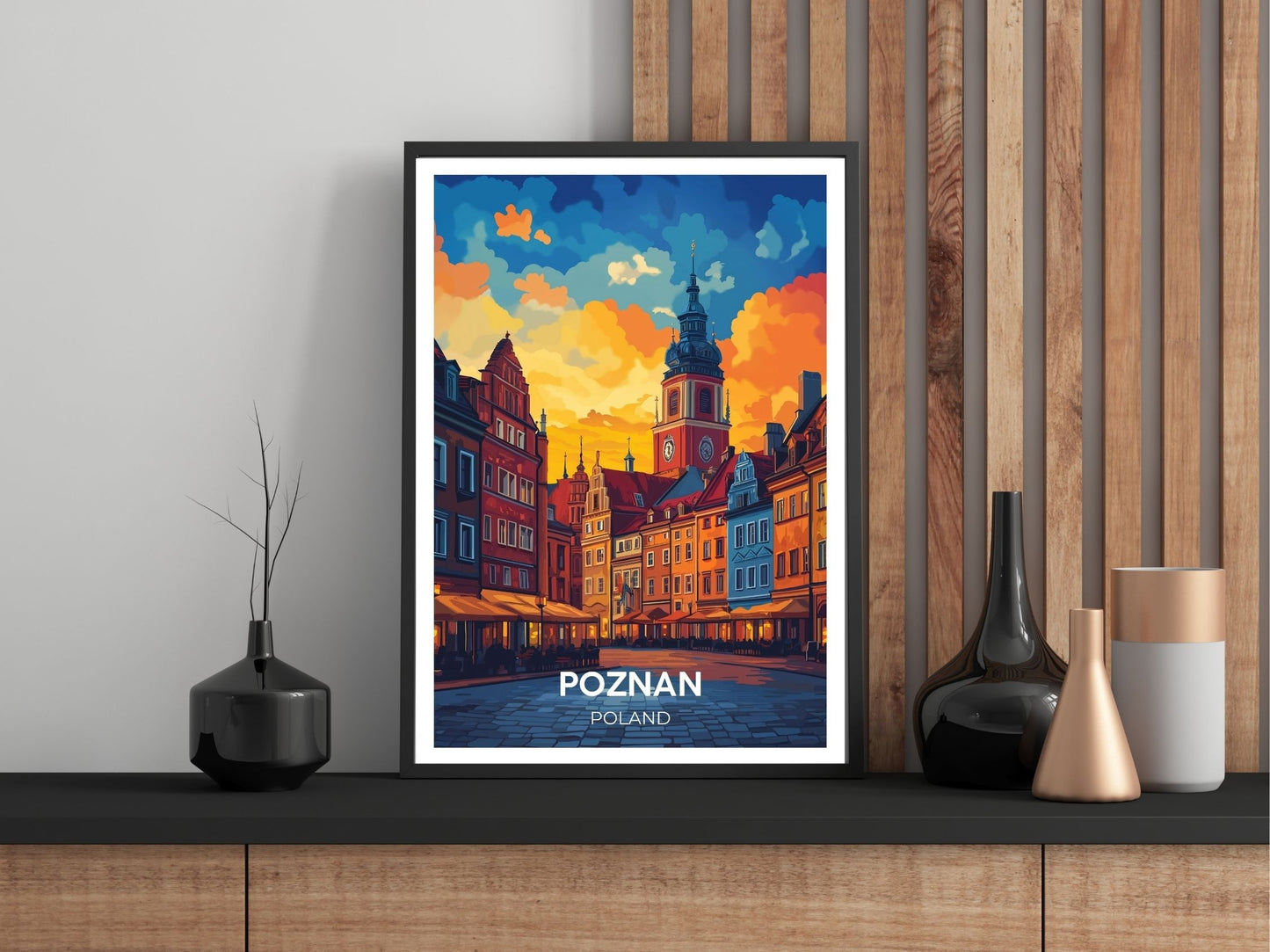 Close-up of Poznan travel poster matte texture – Atlas Prints