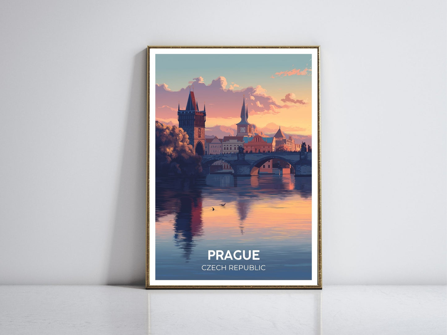 Prague framed vintage travel poster – Atlas Prints