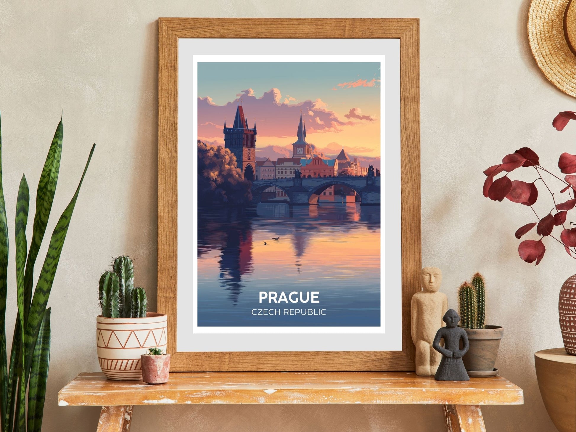 Close-up of Prague travel poster matte texture – Atlas Prints