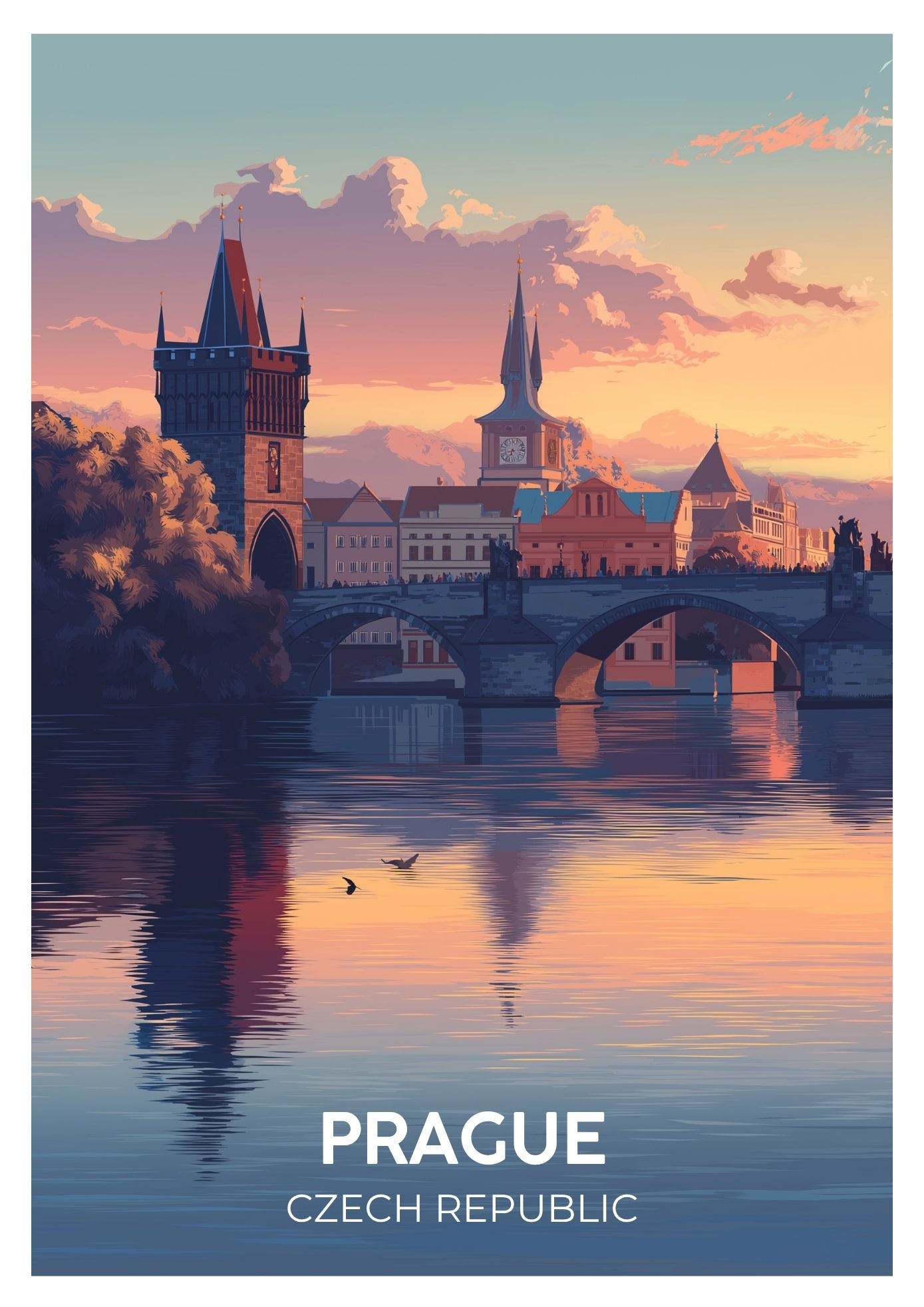 Vintage Prague travel poster wall art print – Atlas Prints