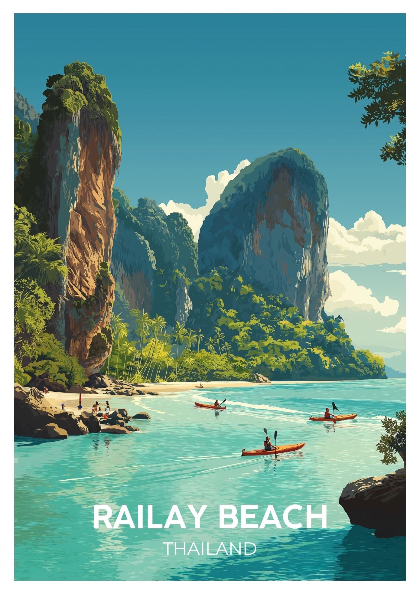Vintage Railway Beach  travel poster wall art print – Atlas Prints